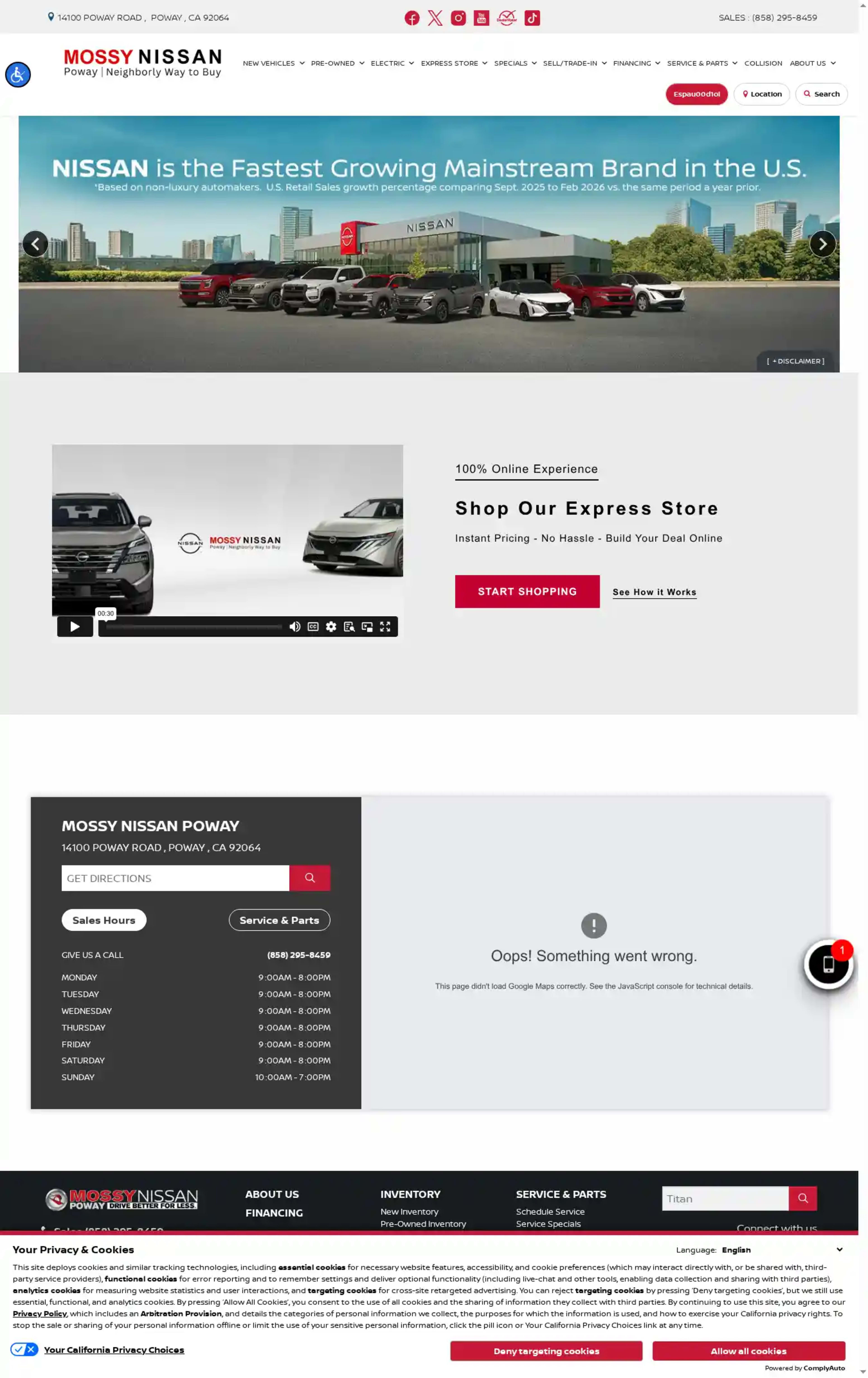 Screenshot of MOSSY NISSAN POWAY