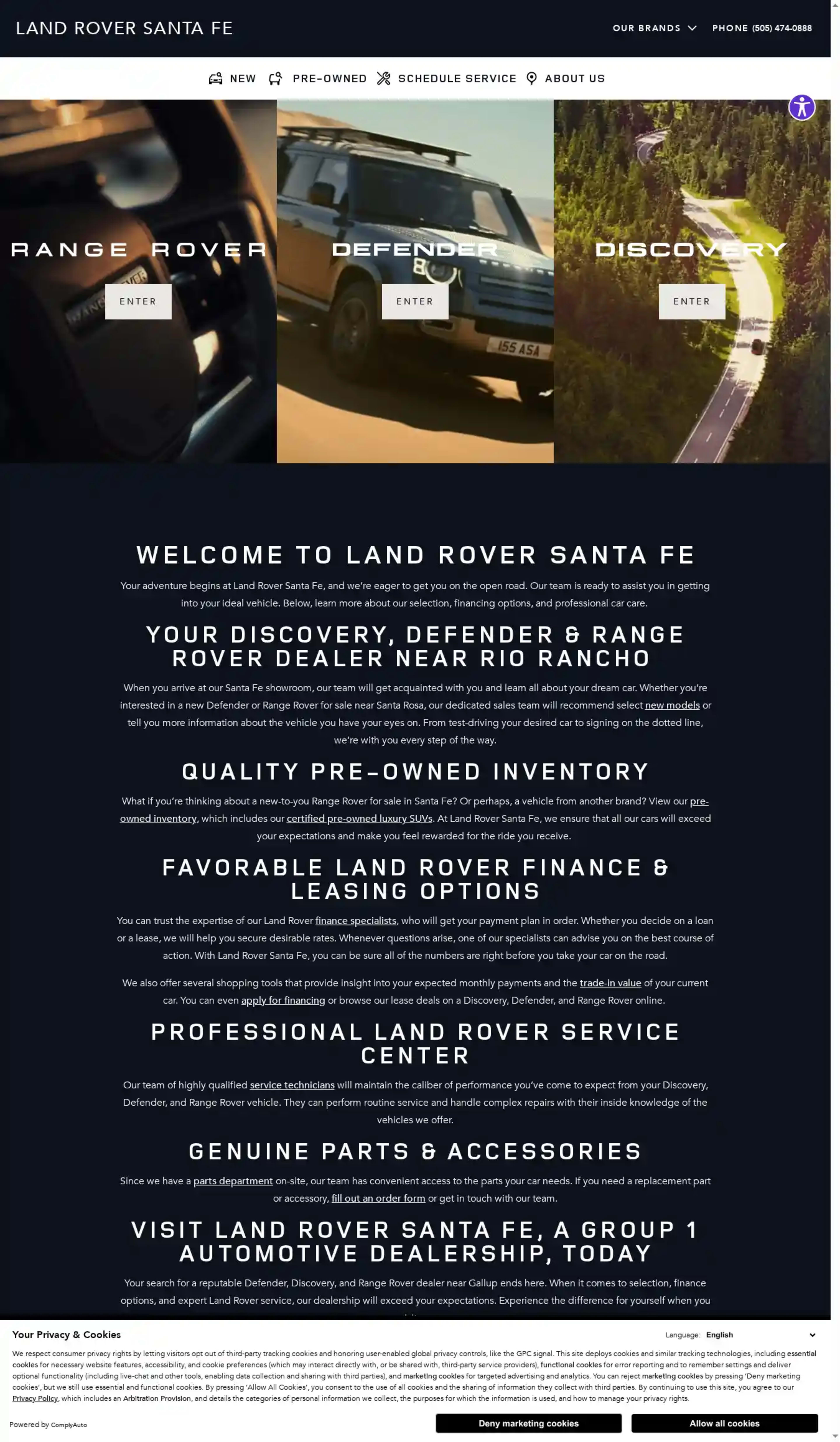 Screenshot of Land Rover Santa Fe