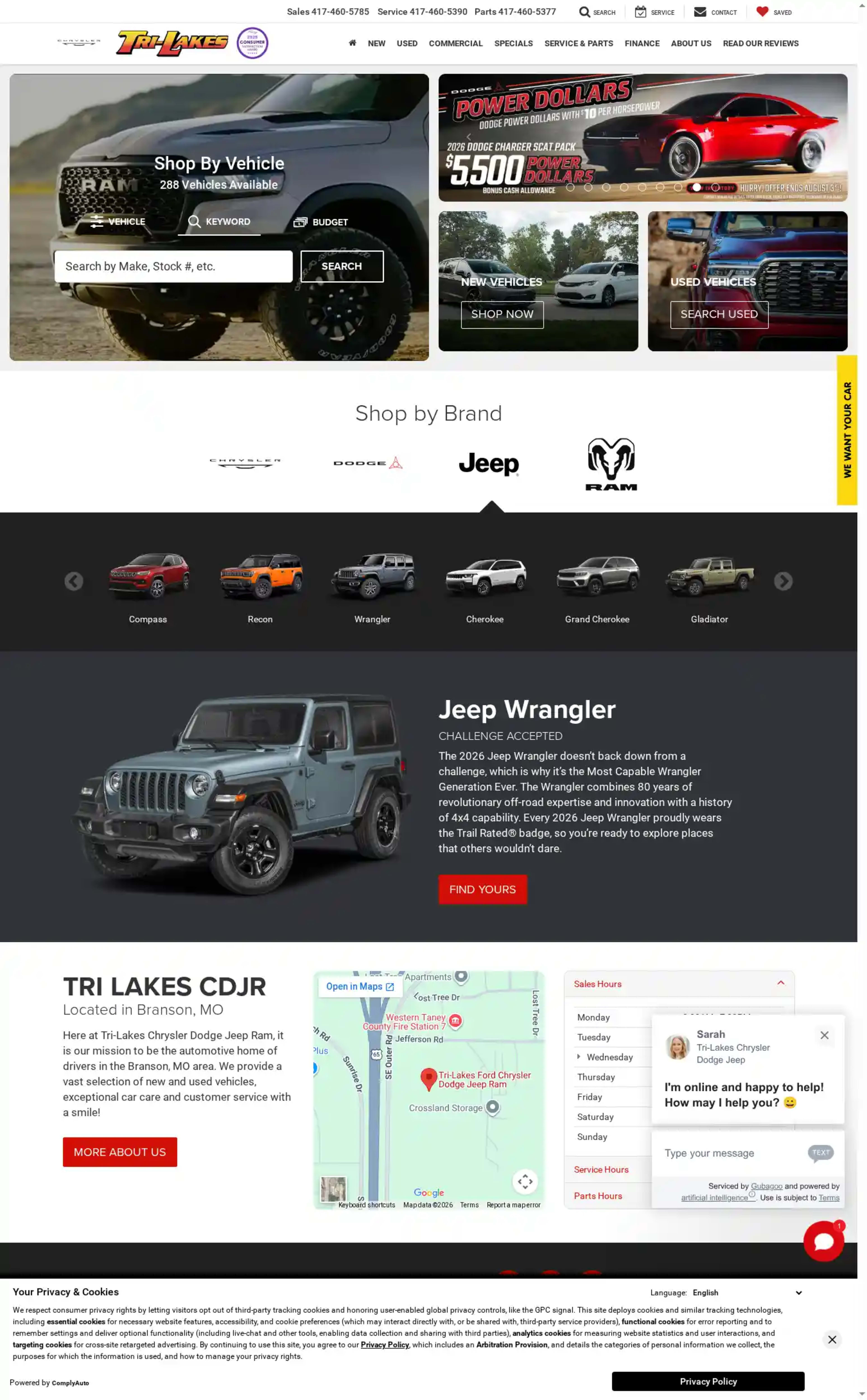 Screenshot of Tri Lakes Chrysler Dodge Jeep