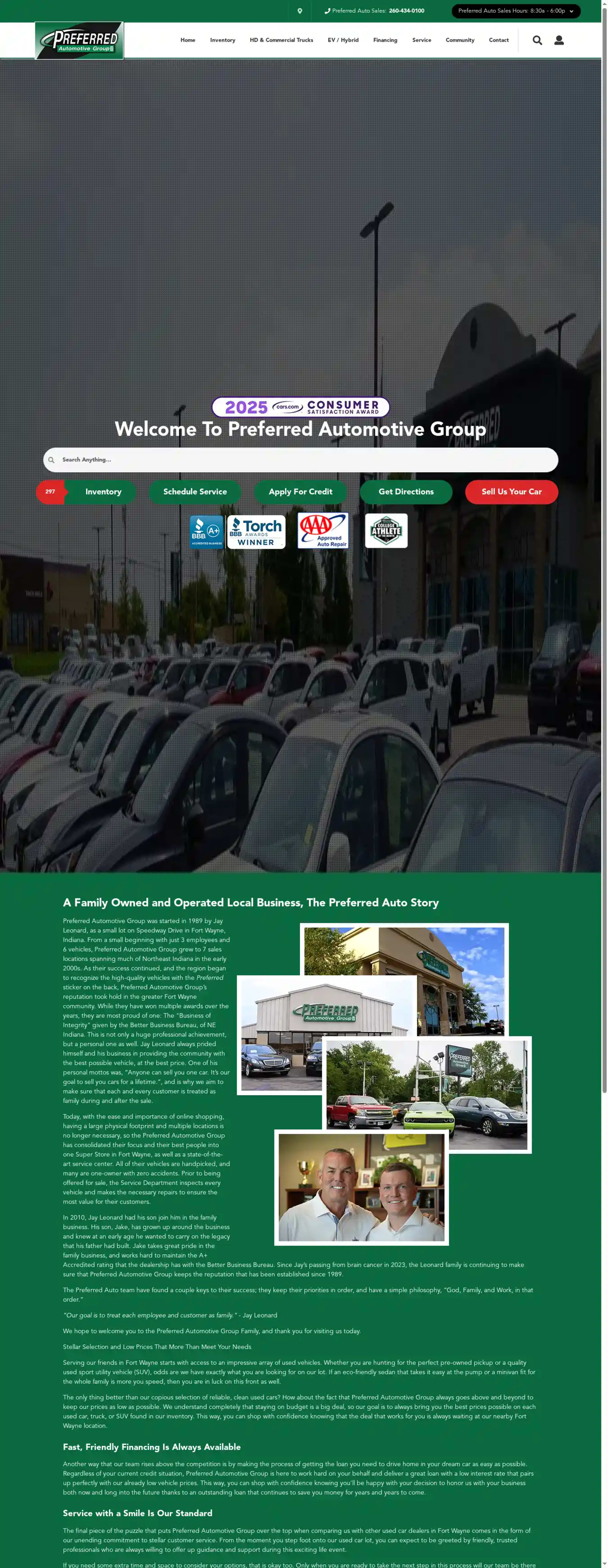 Screenshot of Preferred Automotive Group