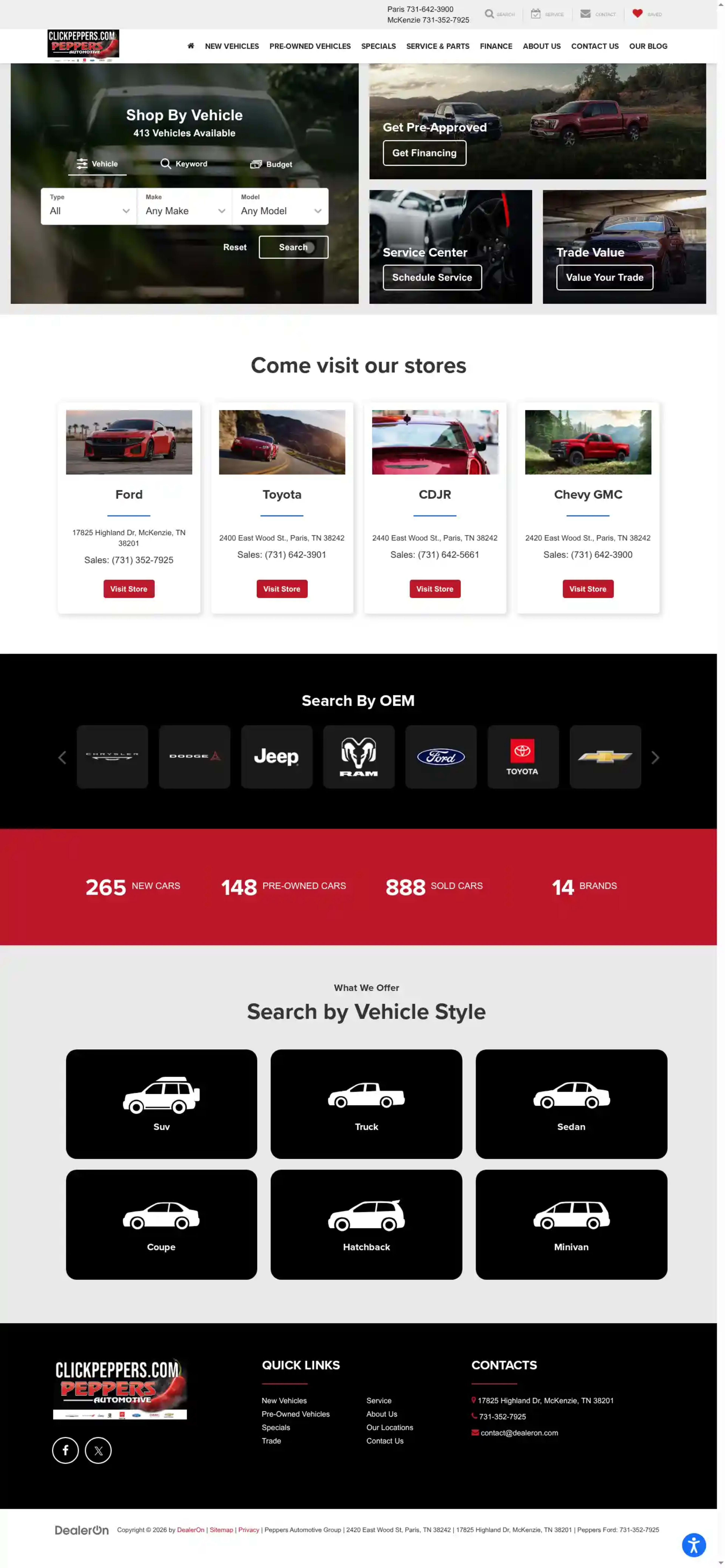 Screenshot of Peppers Automotive Group, Inc.
