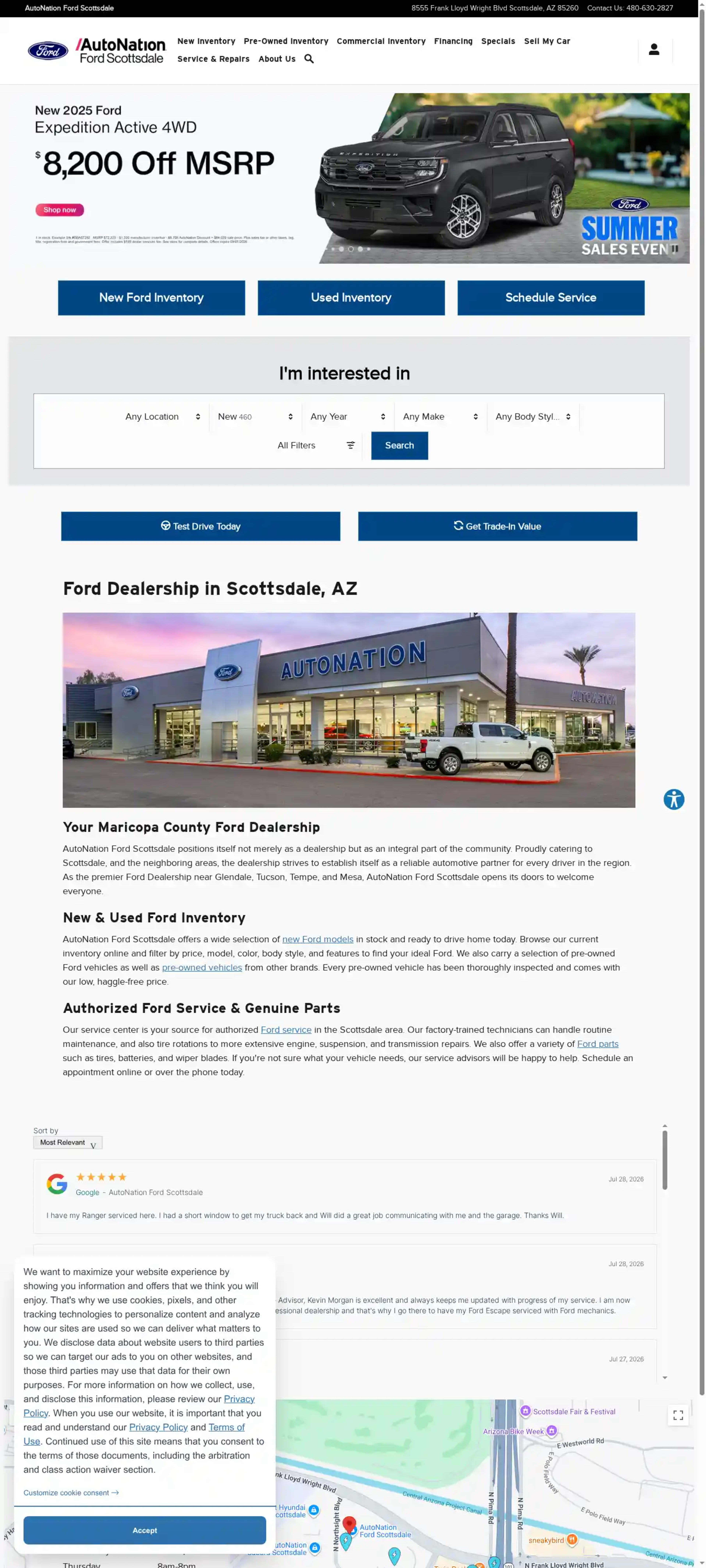 Screenshot of AutoNation Ford Scottsdale