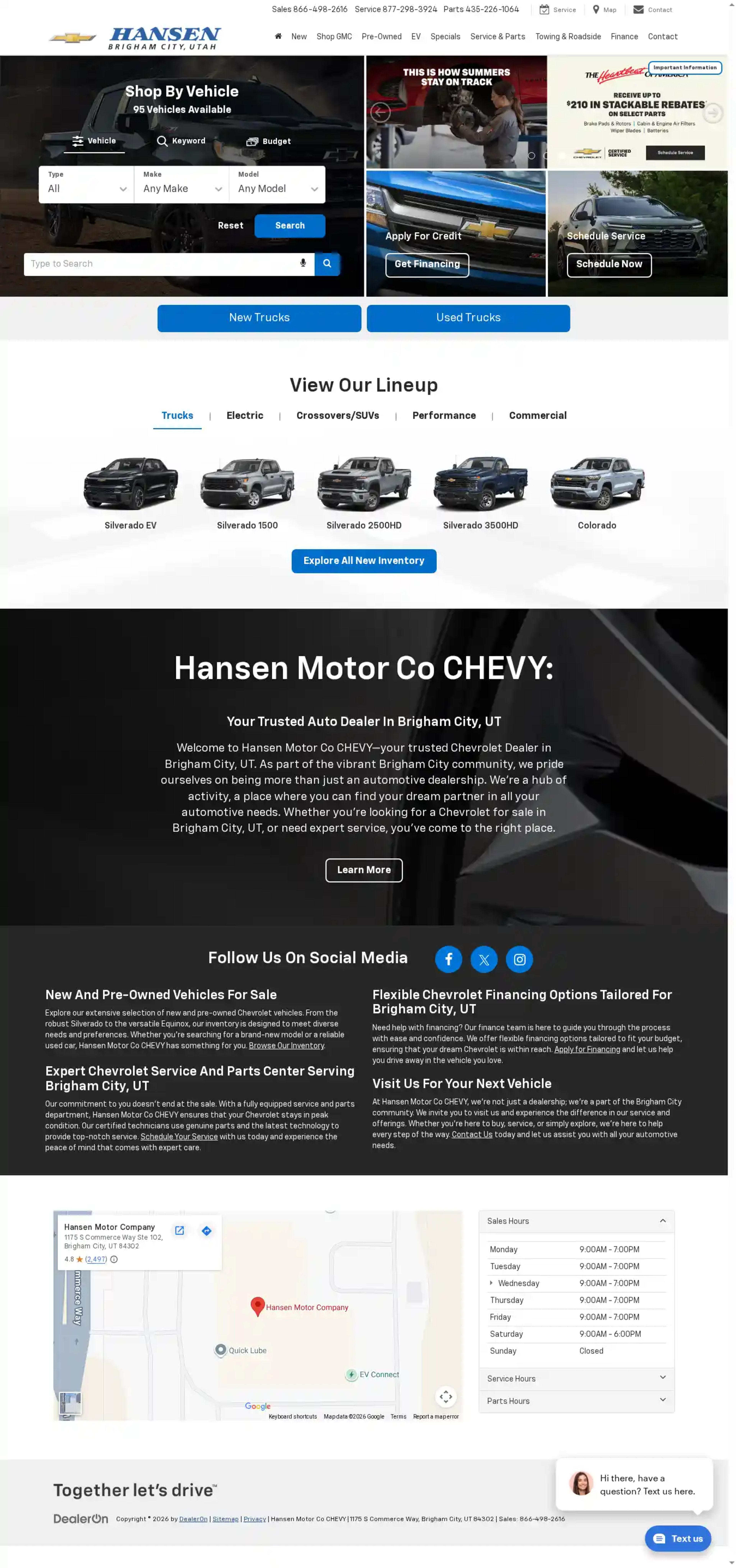 Screenshot of Hansen Motor Co CHEVY