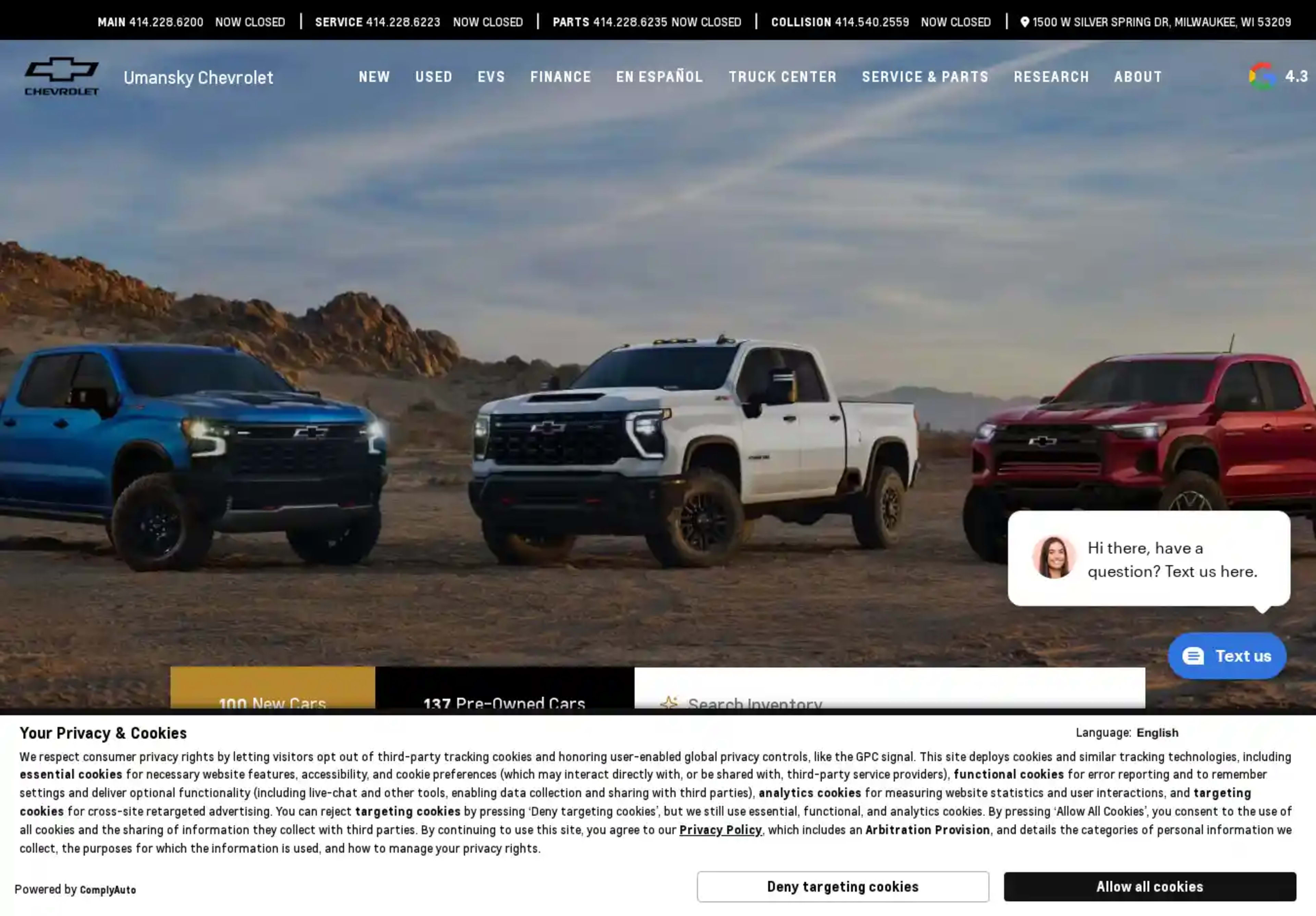 Screenshot of Umansky Chevrolet