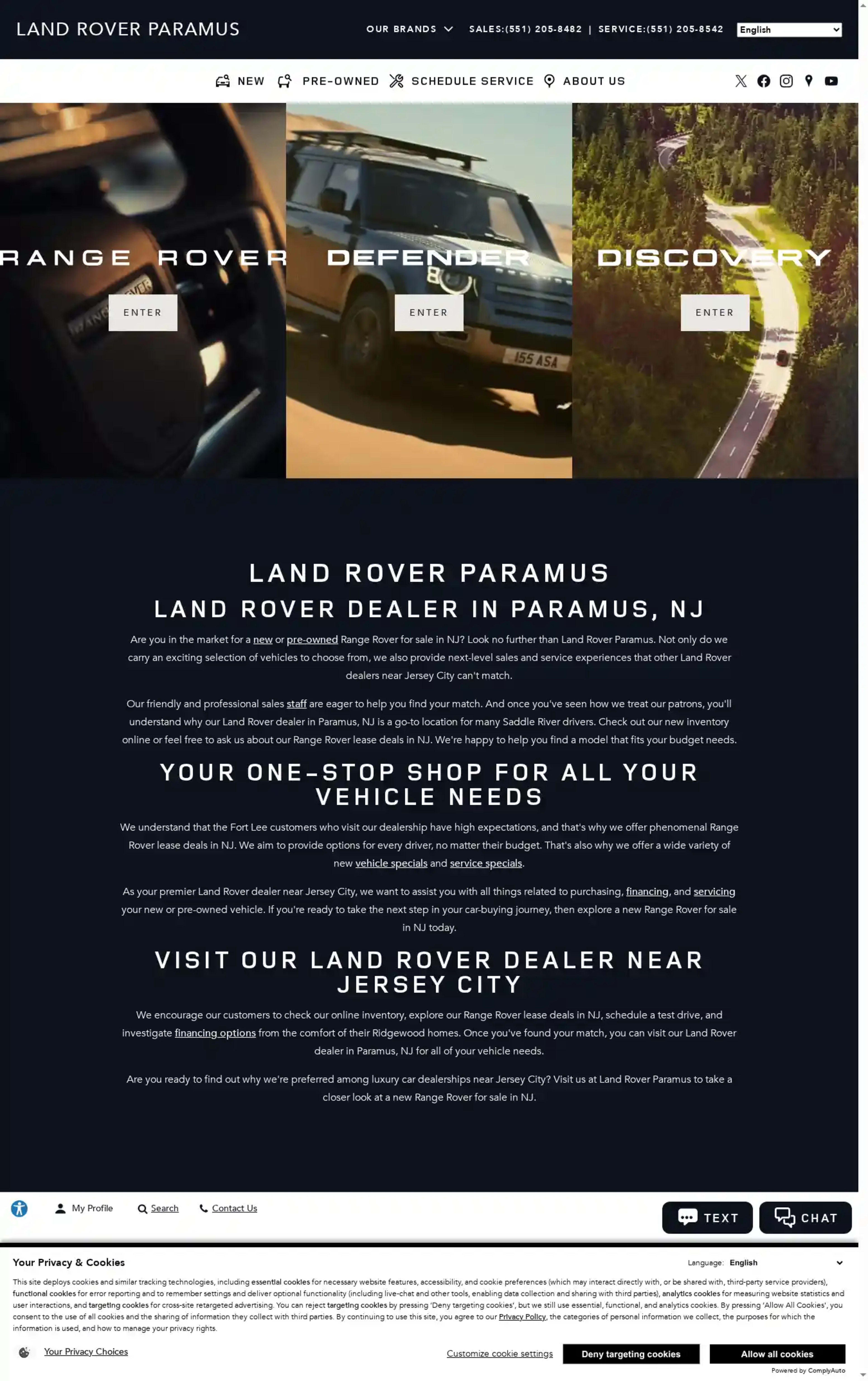 Screenshot of Land Rover Paramus