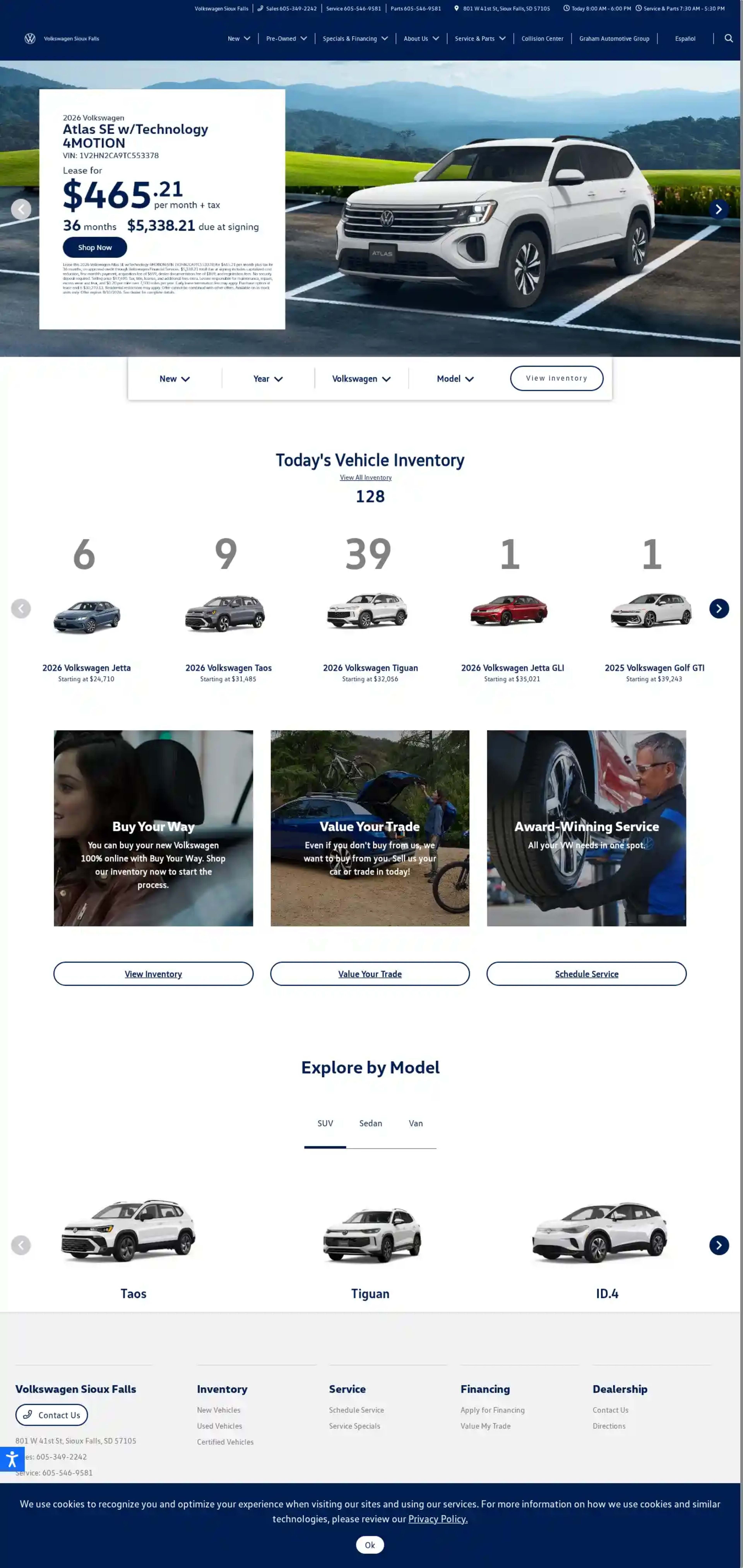 Screenshot of Volkswagen Sioux Falls