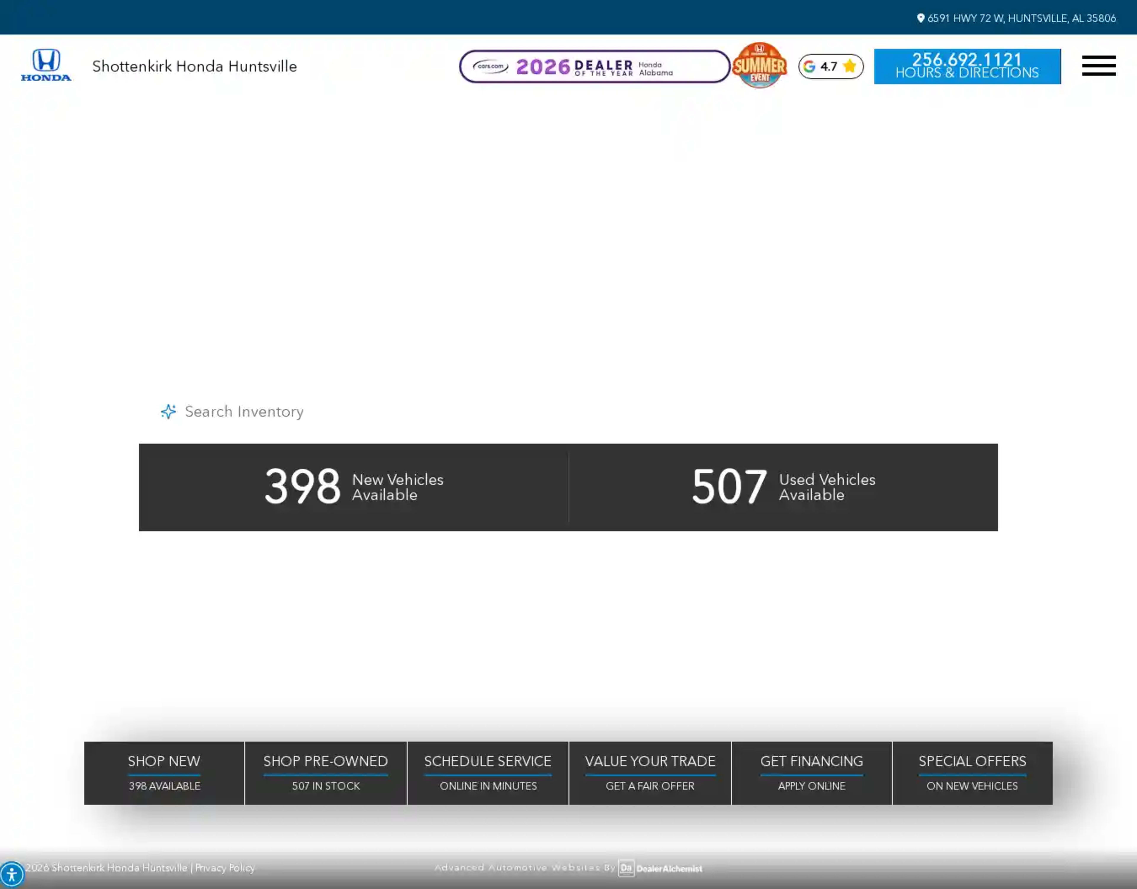Screenshot of Shottenkirk Honda Huntsville