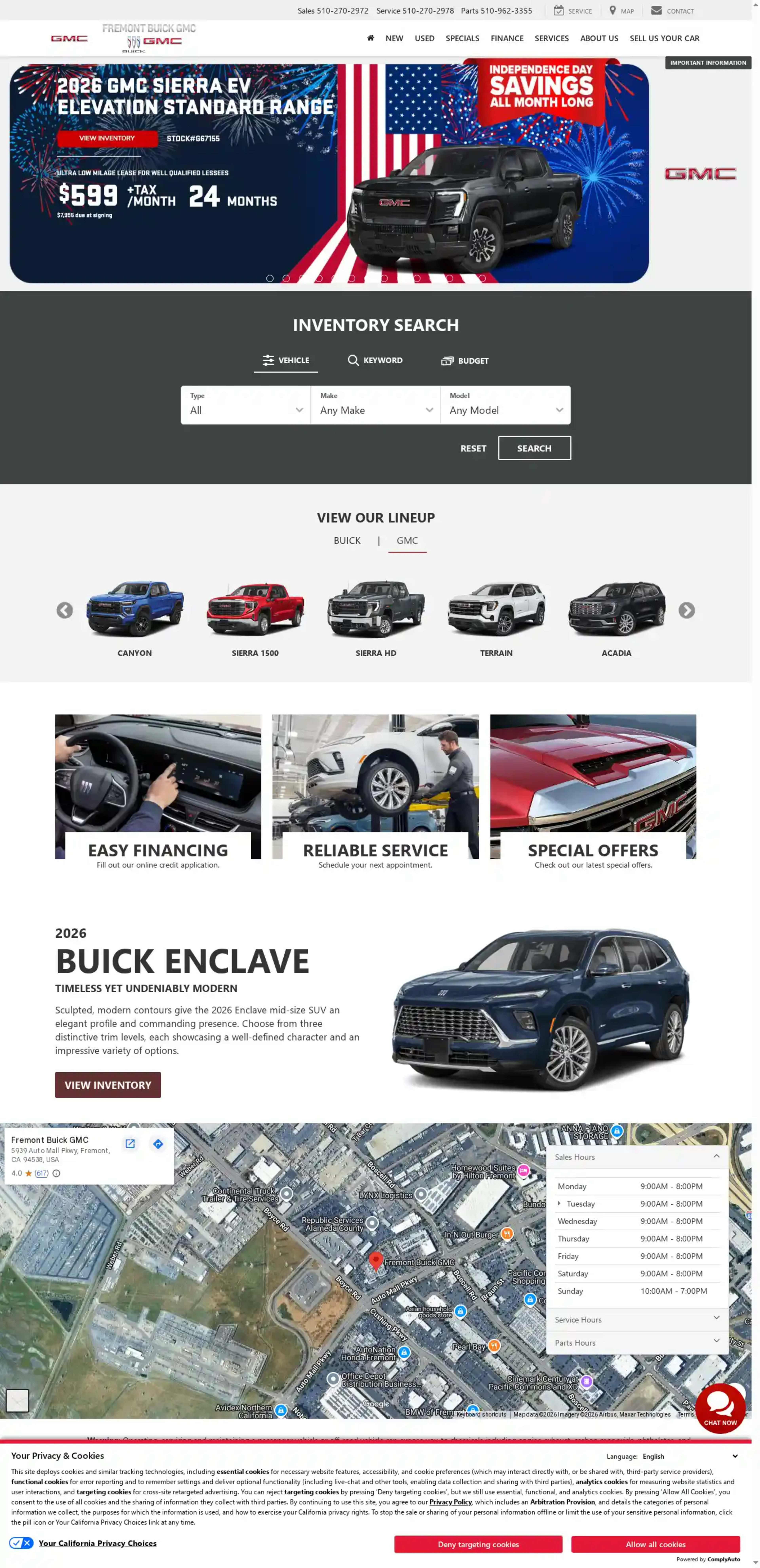 Screenshot of Fremont Buick GMC