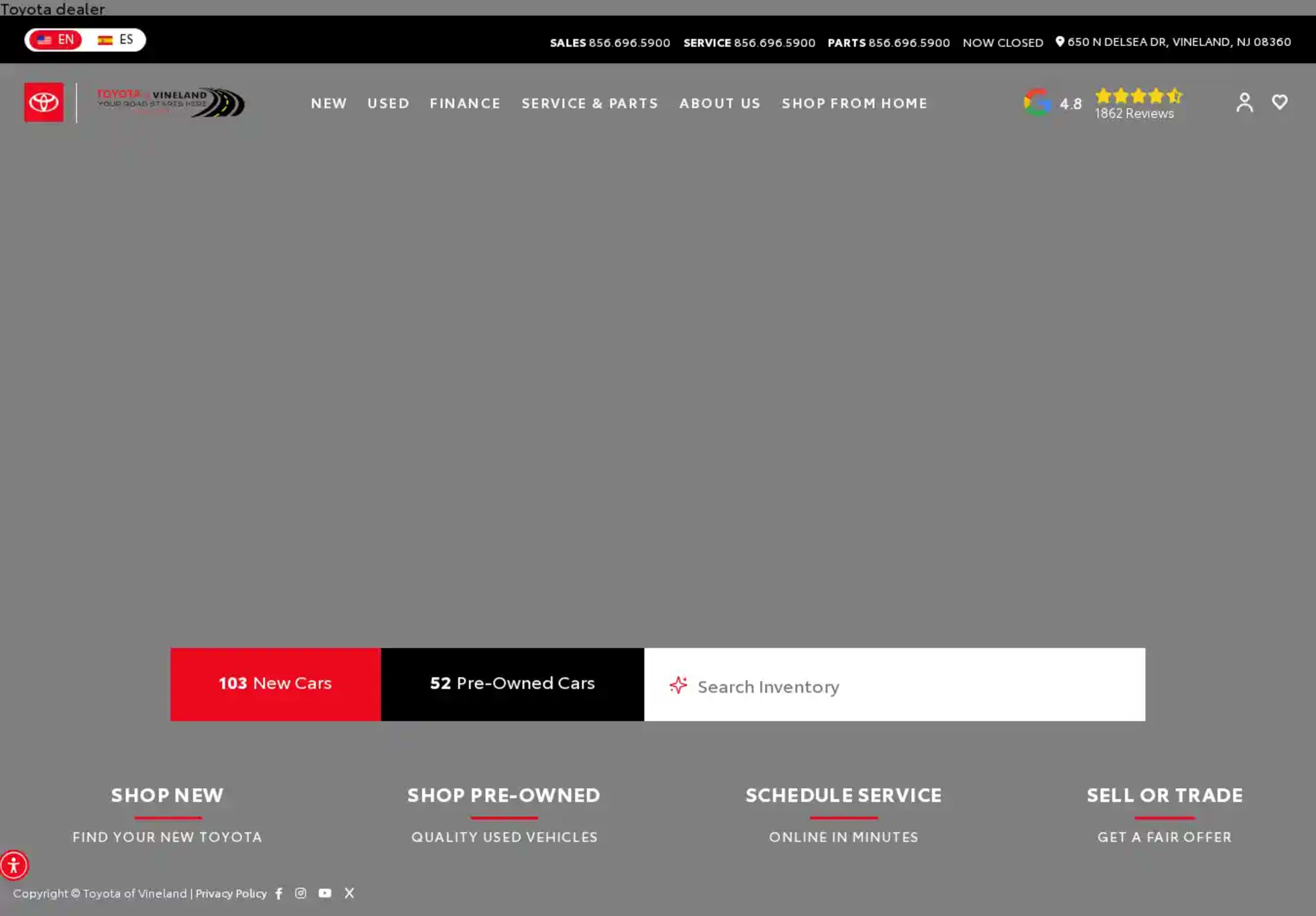 Screenshot of Toyota of Vineland