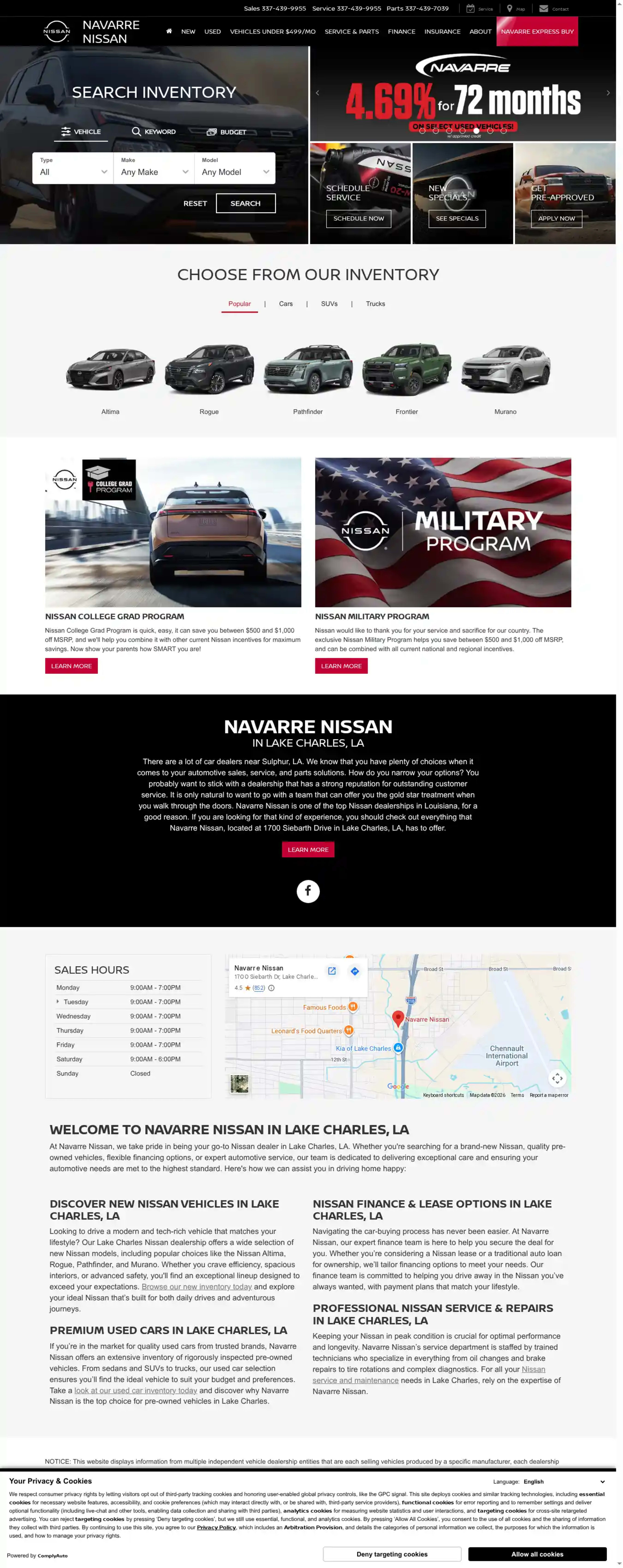 Screenshot of Navarre Nissan