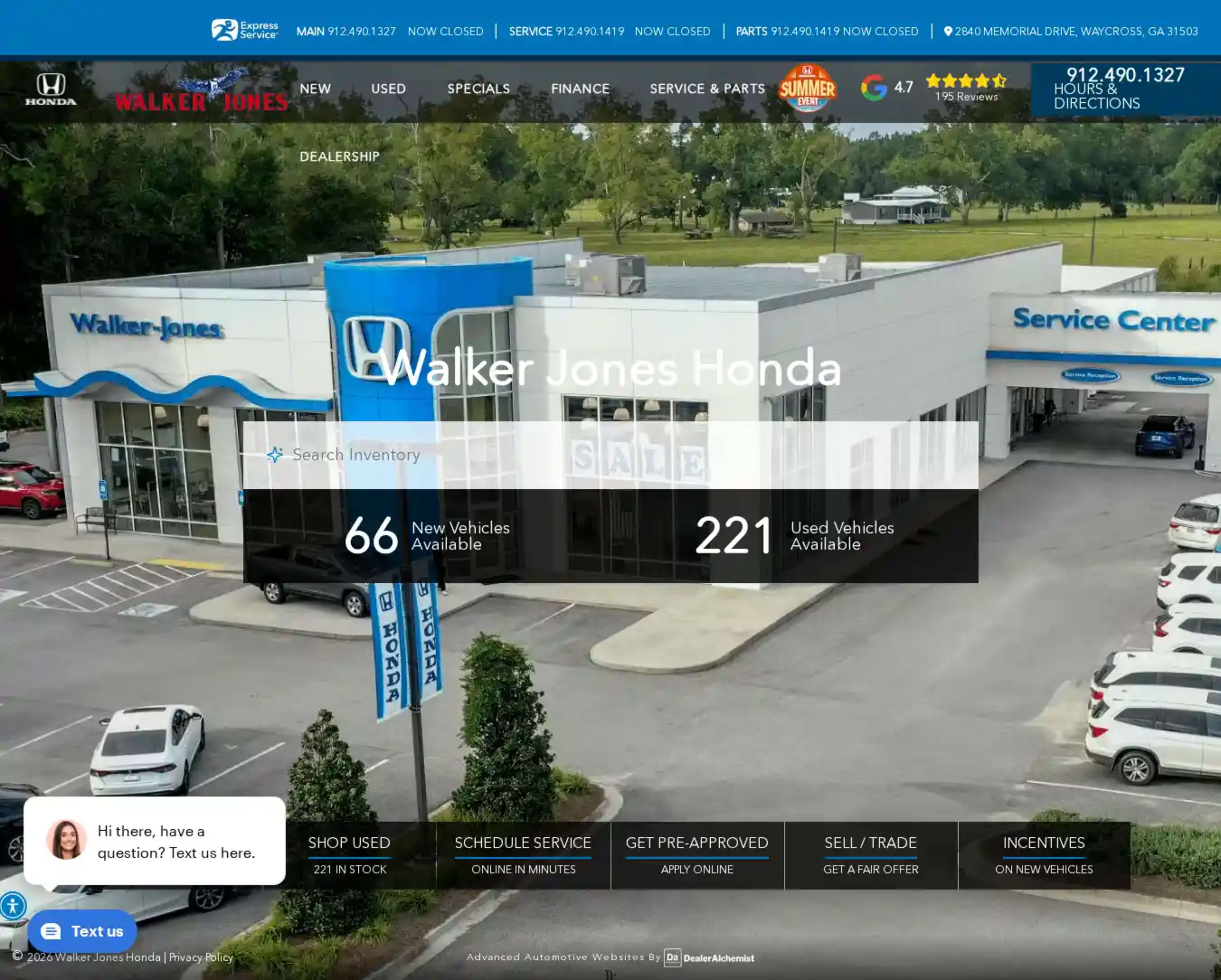 Screenshot of Walker Jones Honda