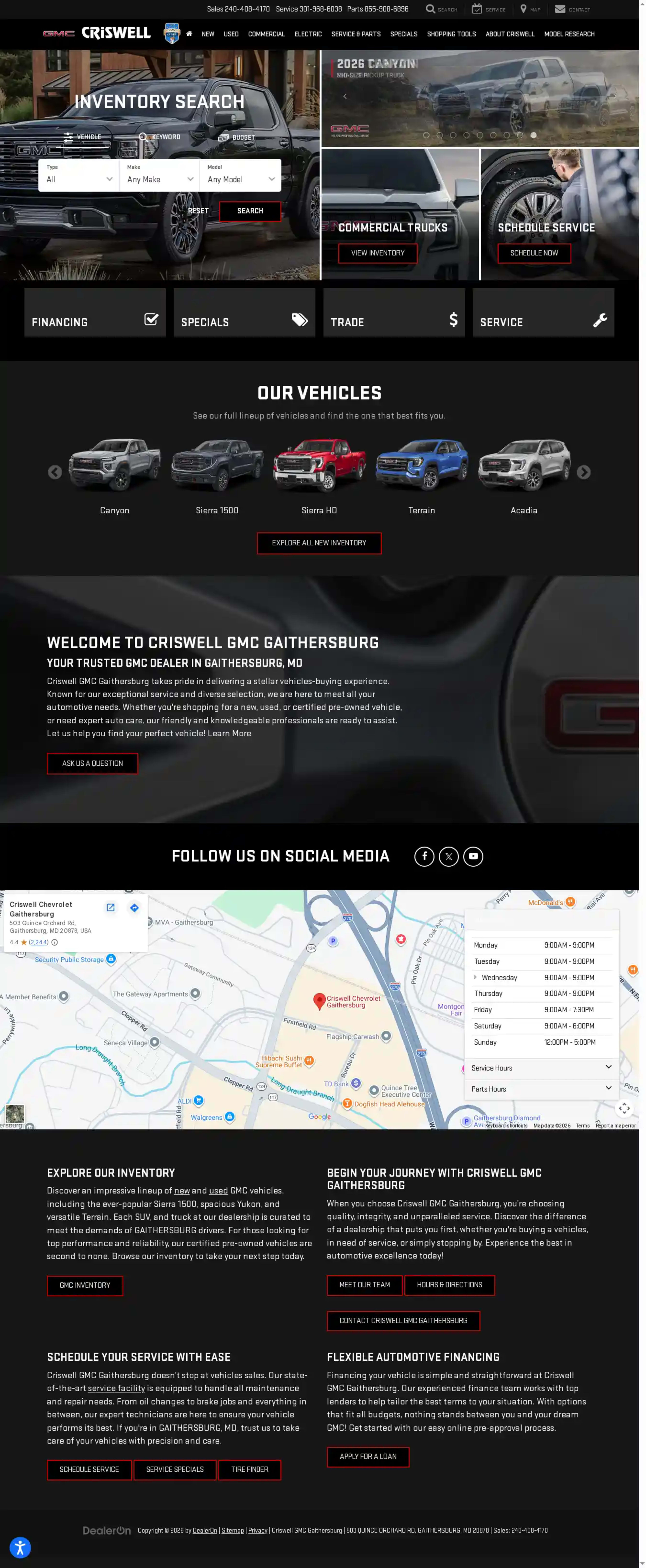 Screenshot of Criswell GMC Gaithersburg