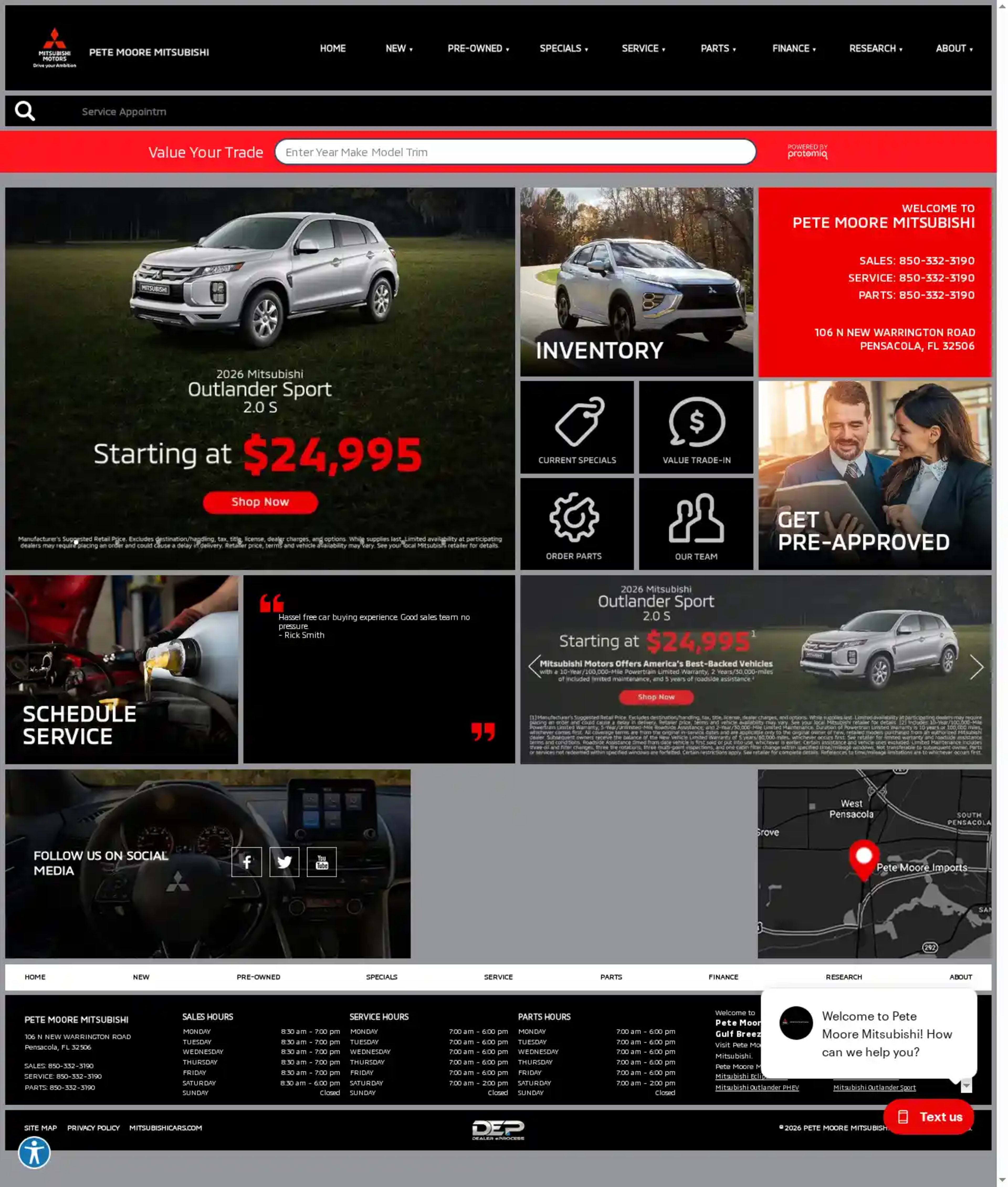 Screenshot of Pete Moore Mitsubishi