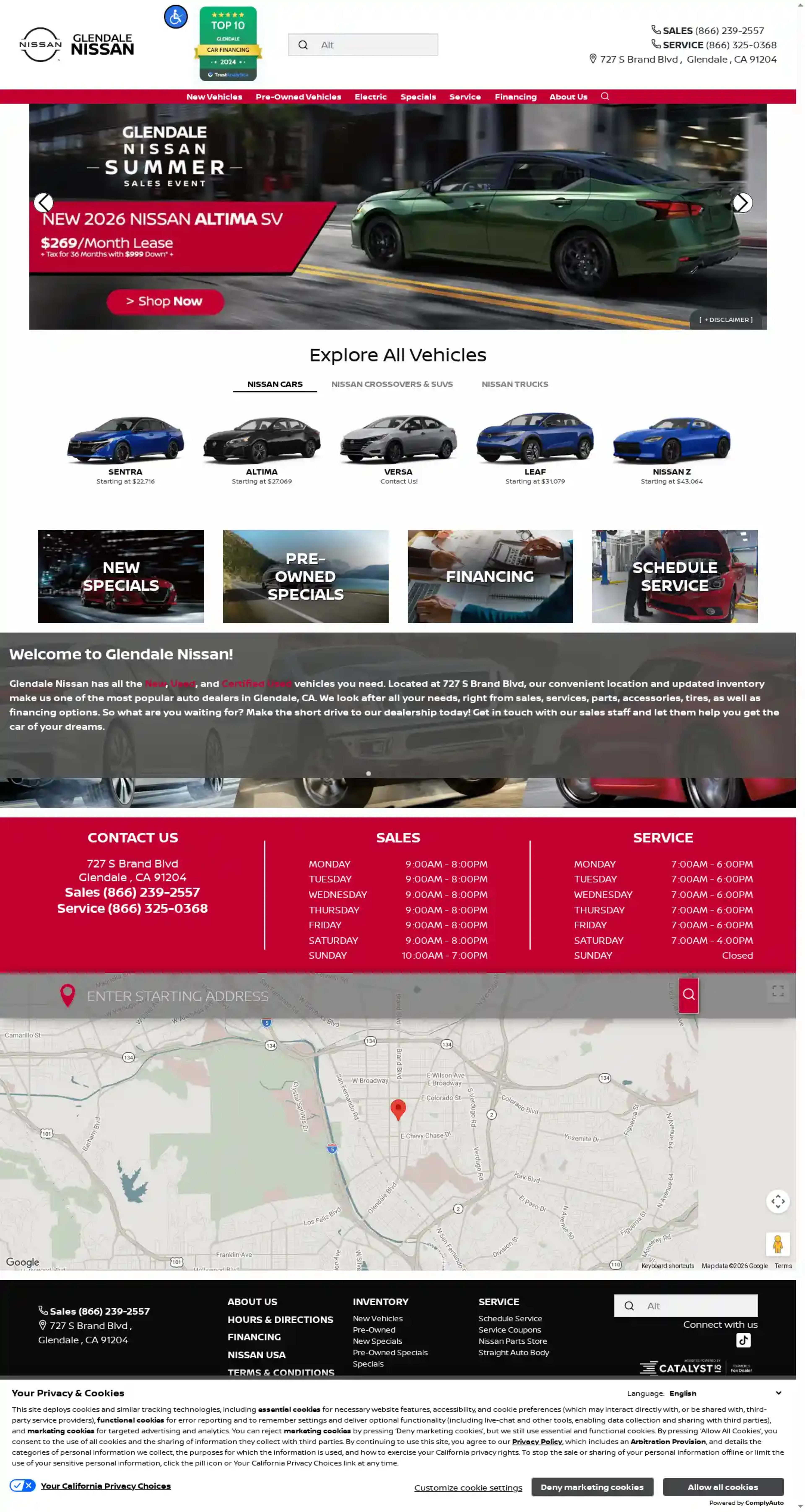 Screenshot of Glendale Nissan