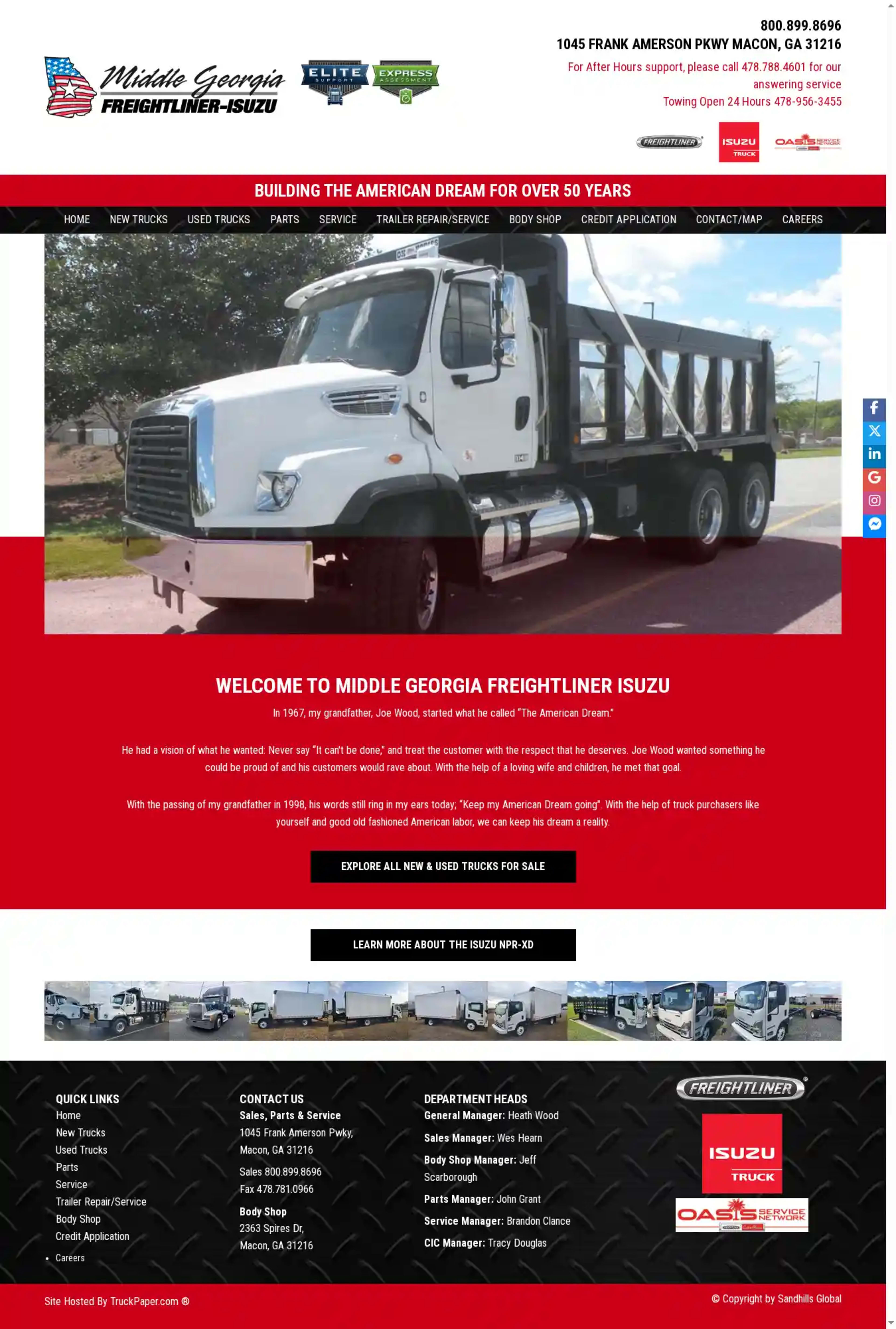 Screenshot of Middle Georgia Isuzu Truck