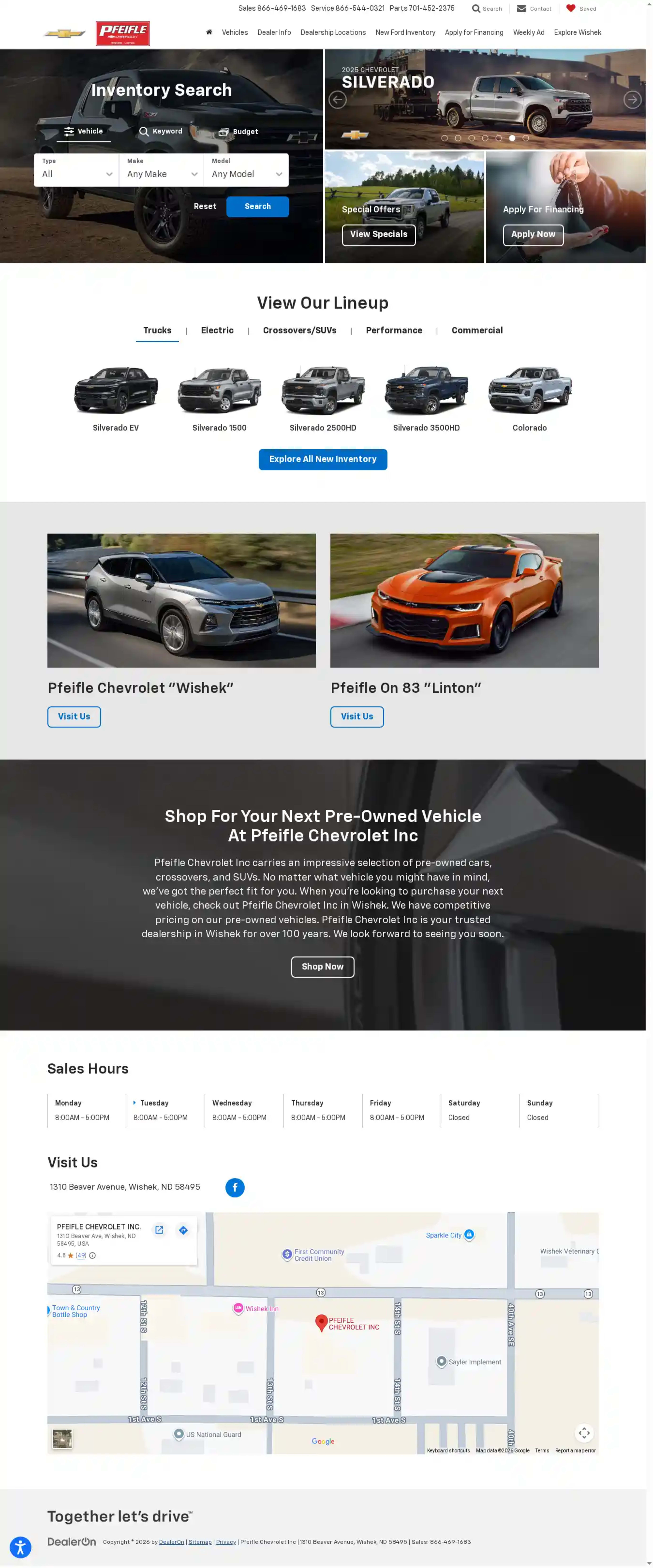 Screenshot of Pfeifle Chevrolet Inc