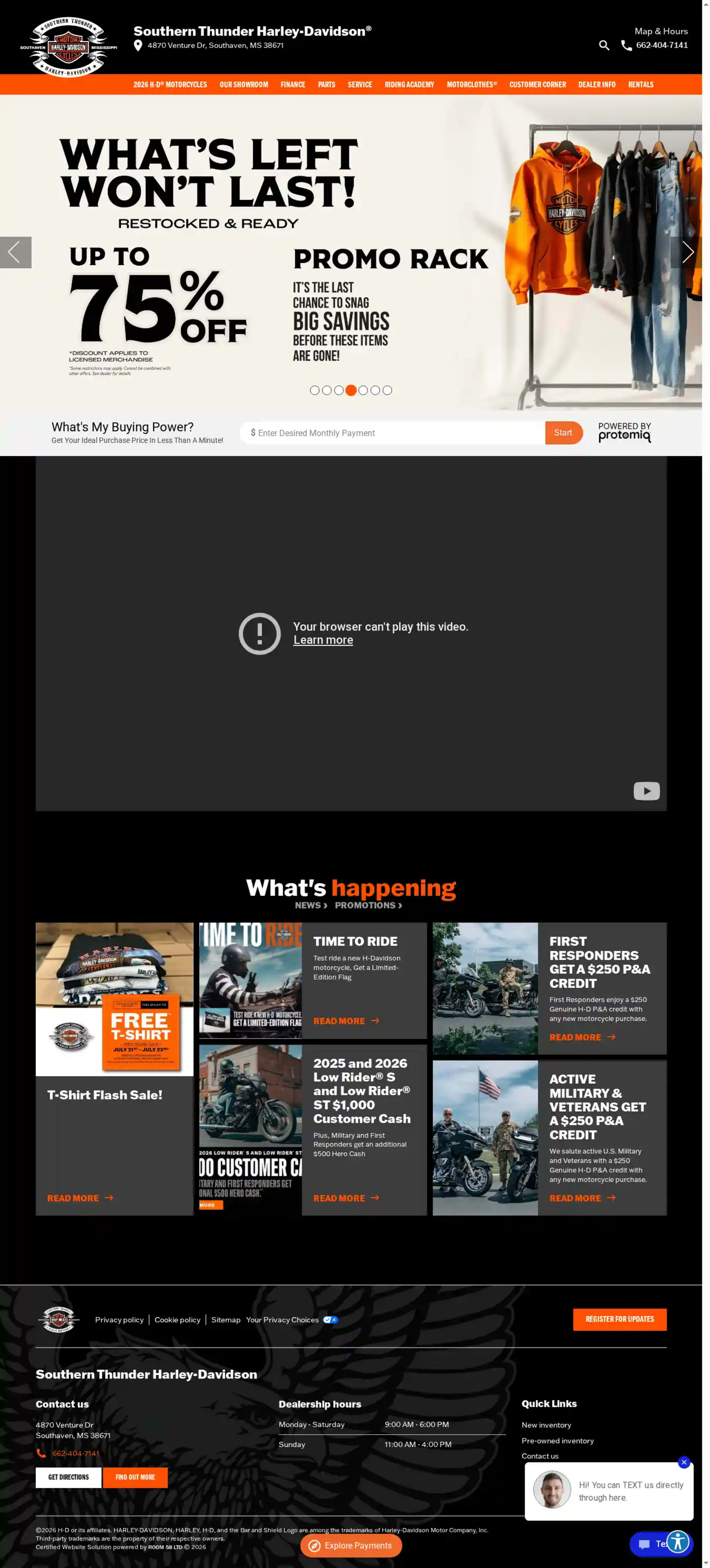 Screenshot of Southern Thunder Harley-Davidson