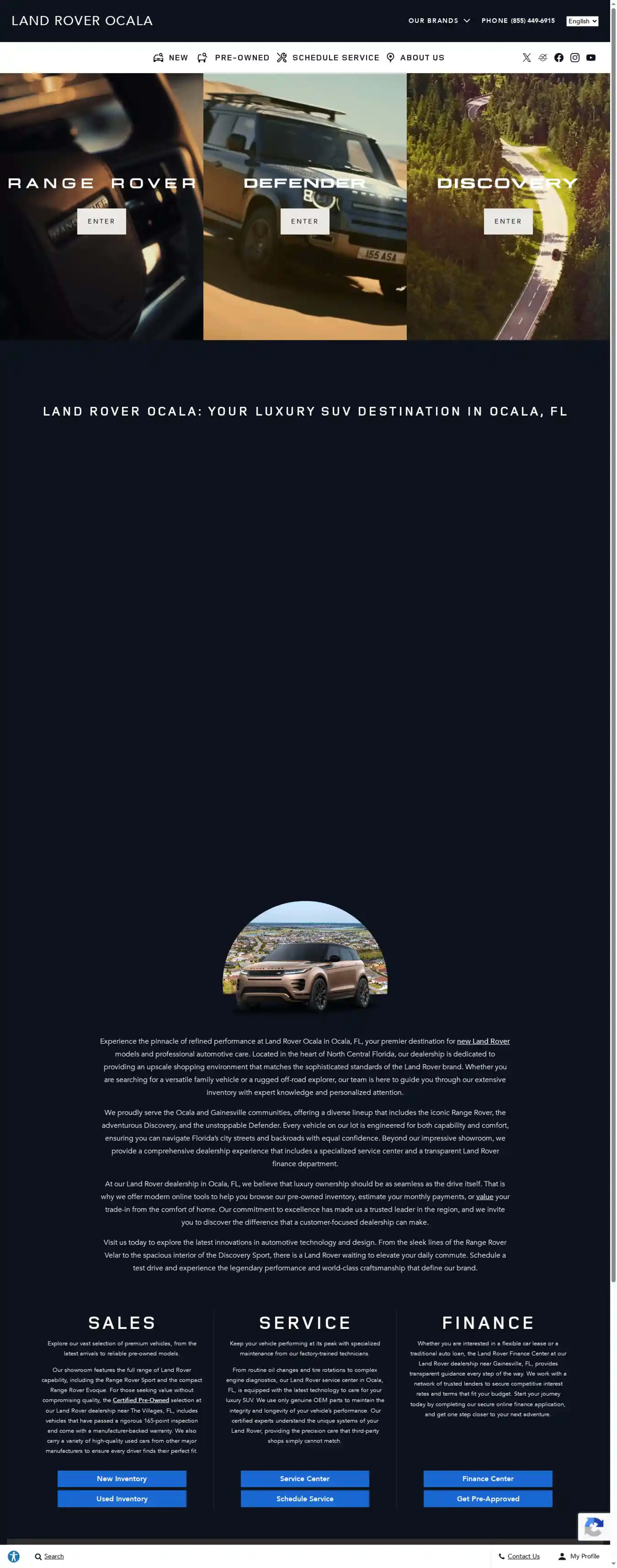 Screenshot of Land Rover Ocala