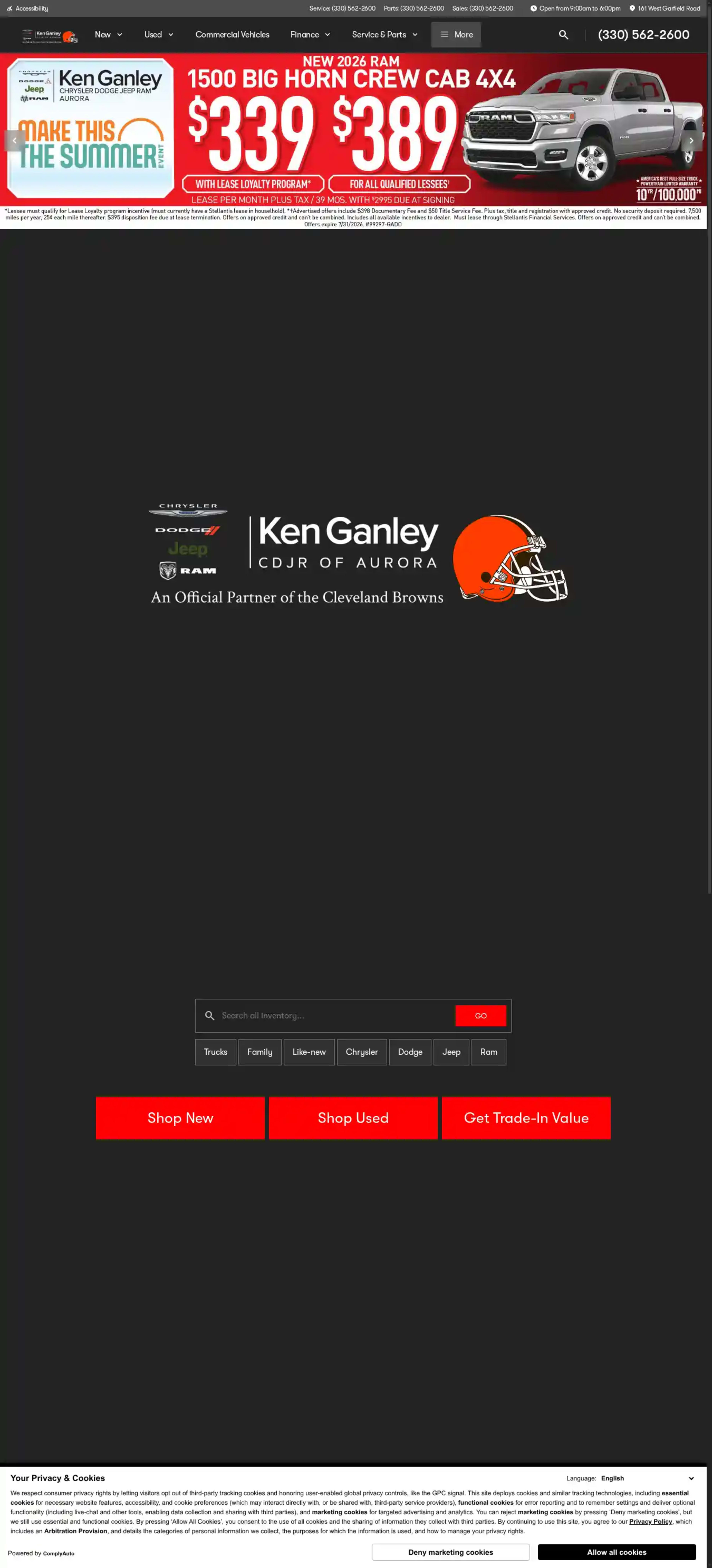 Screenshot of Ken Ganley Chrysler Dodge Jeep Ram of Aurora