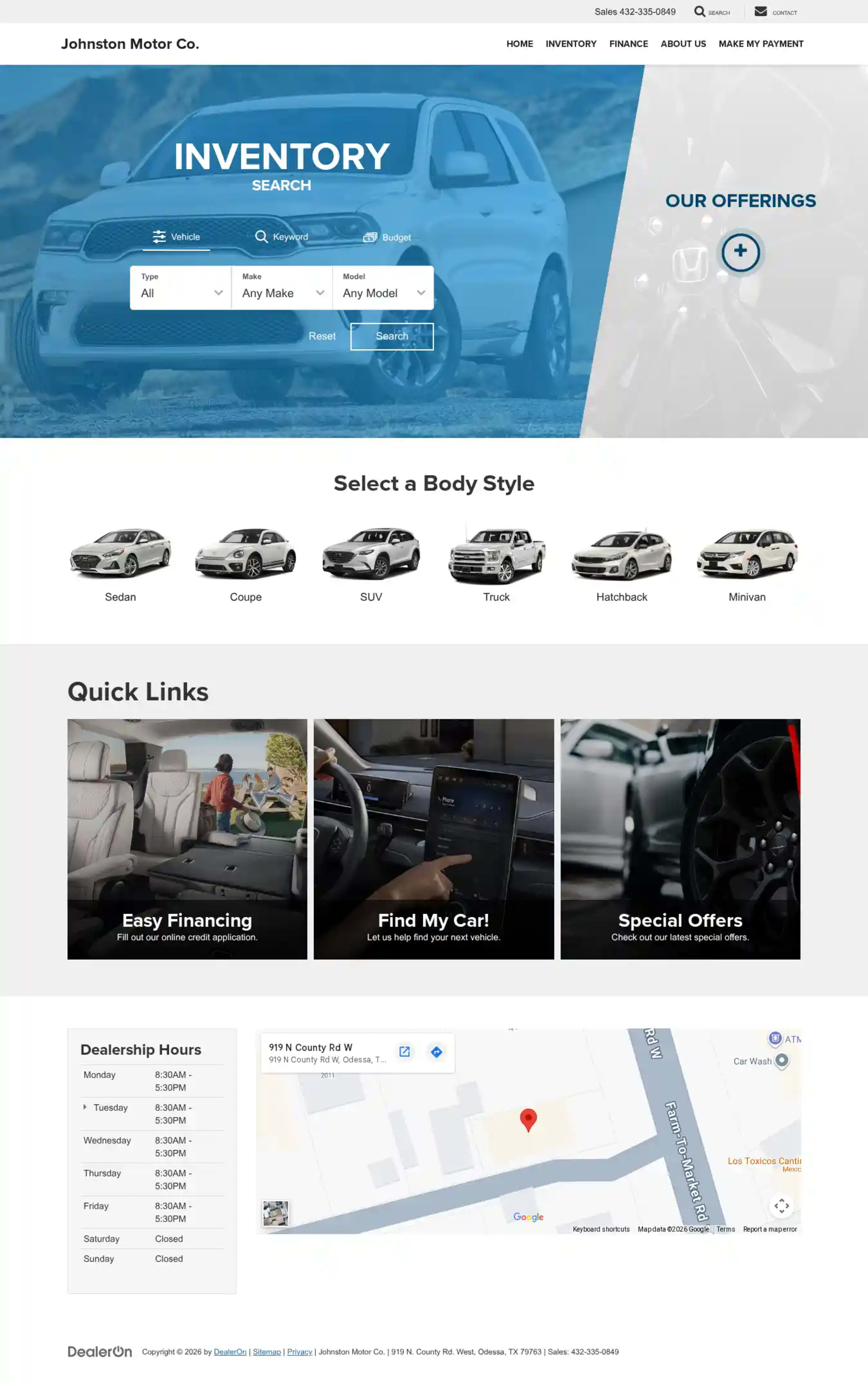 Screenshot of Johnston Motor Co.