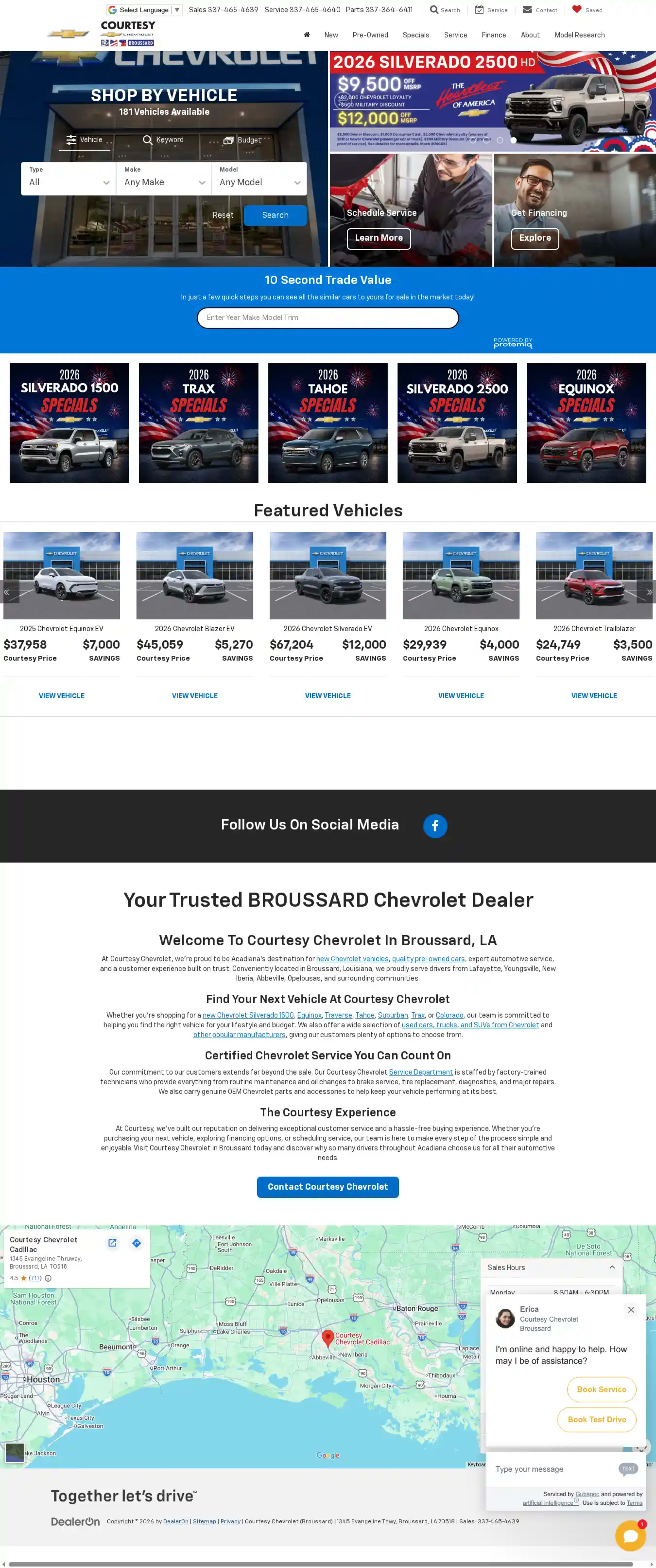 Screenshot of Courtesy Chevrolet (Broussard)
