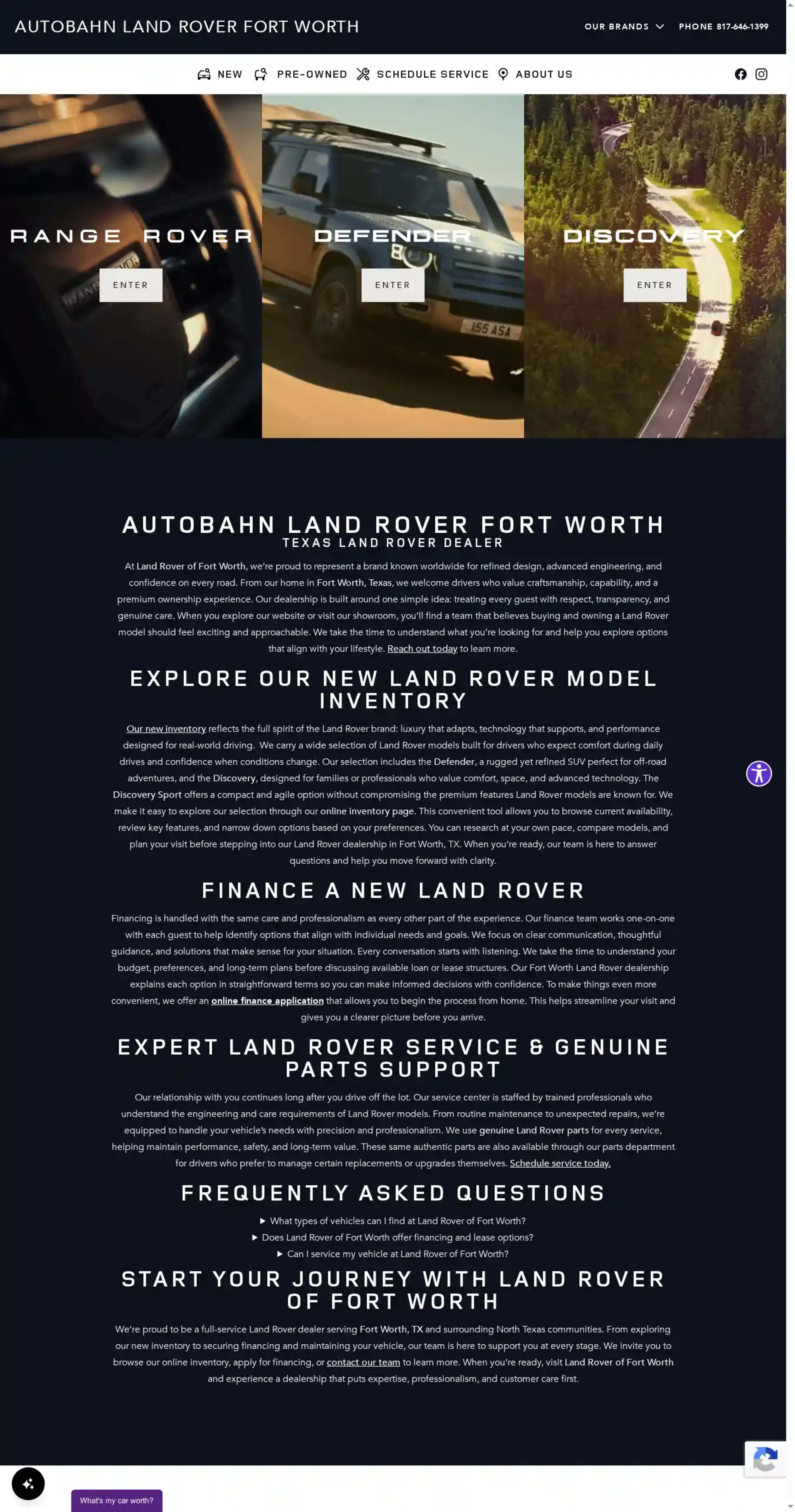 Screenshot of Autobahn Land Rover Fort Worth