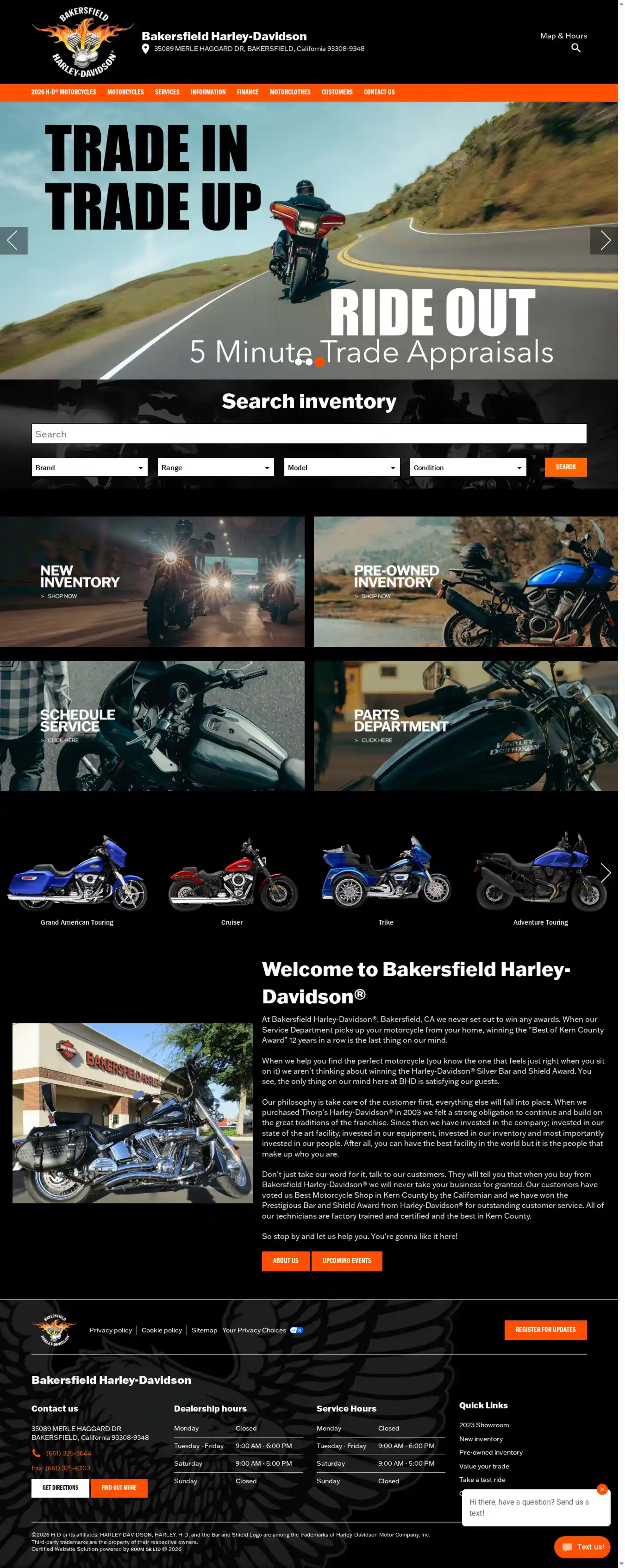 Screenshot of Bakersfield Harley-Davidson