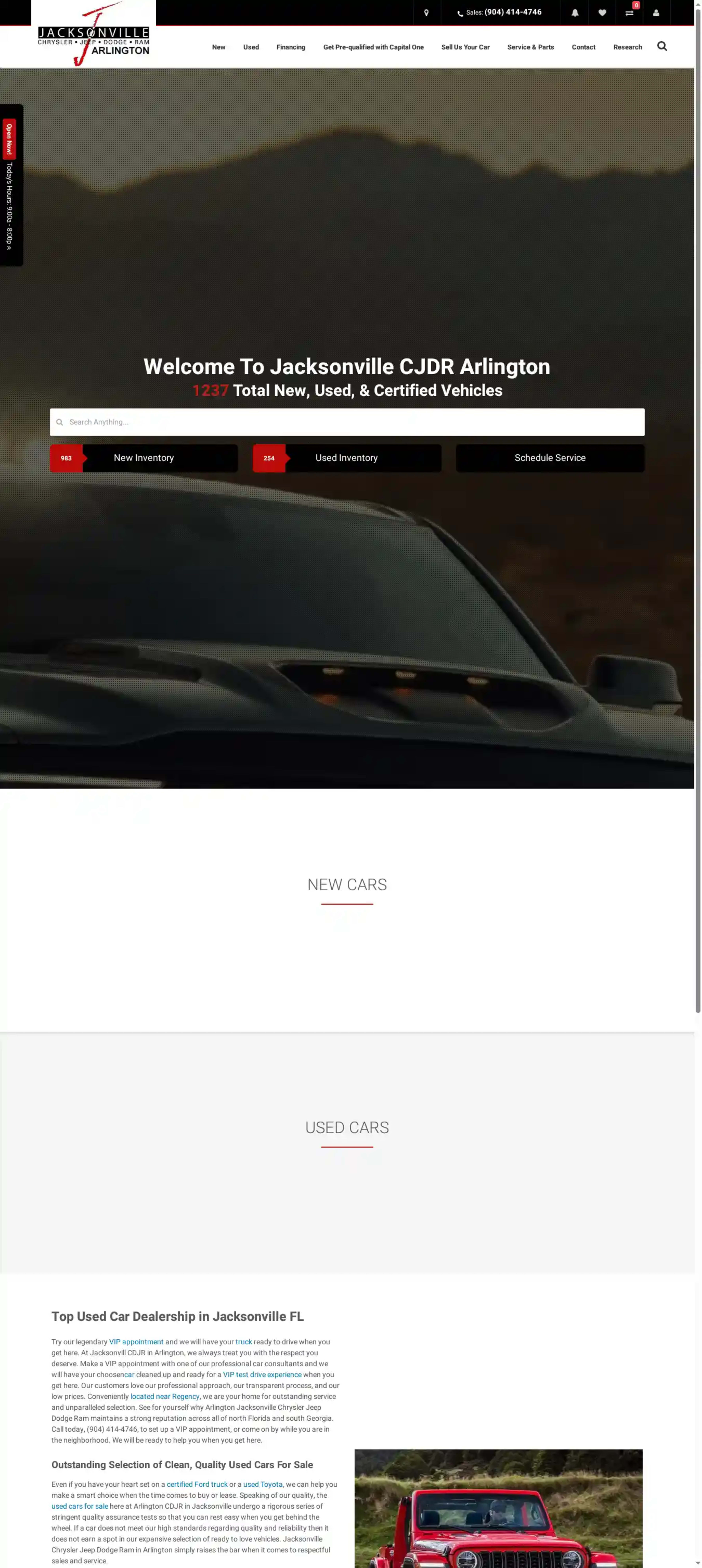 Screenshot of Jacksonville CDJR Arlington