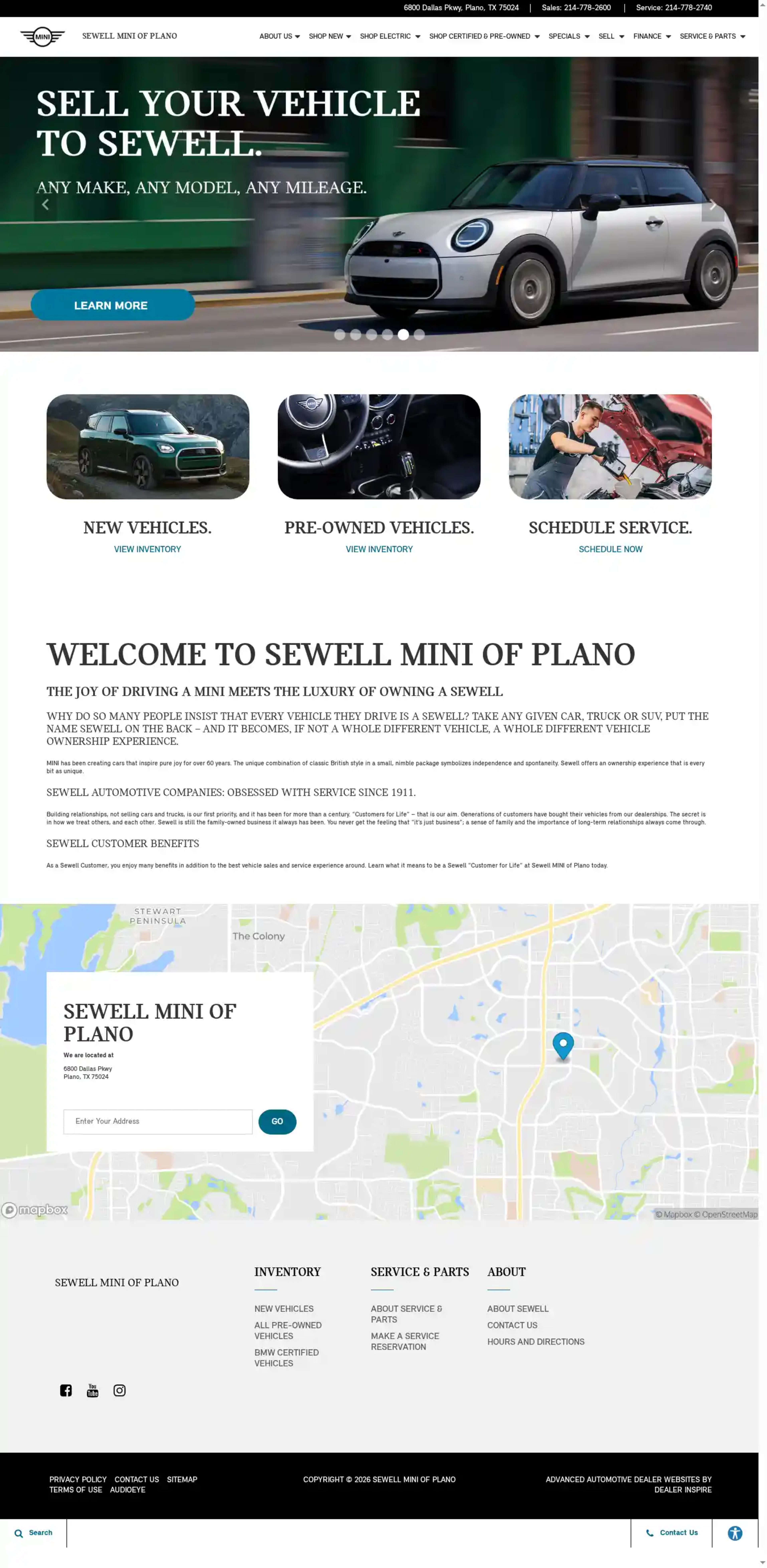 Screenshot of Sewell MINI of Plano