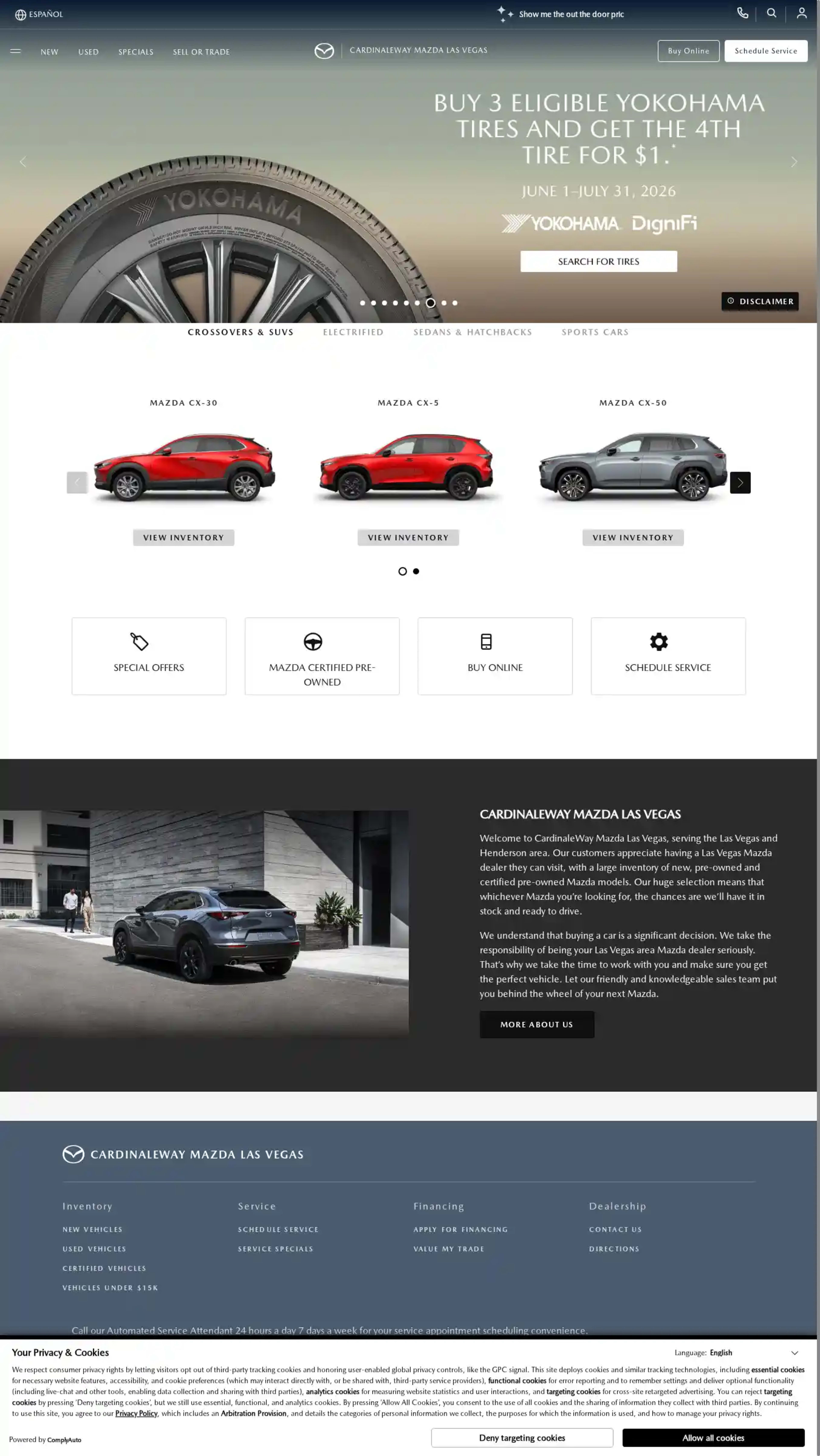 Screenshot of CardinaleWay Mazda Las Vegas