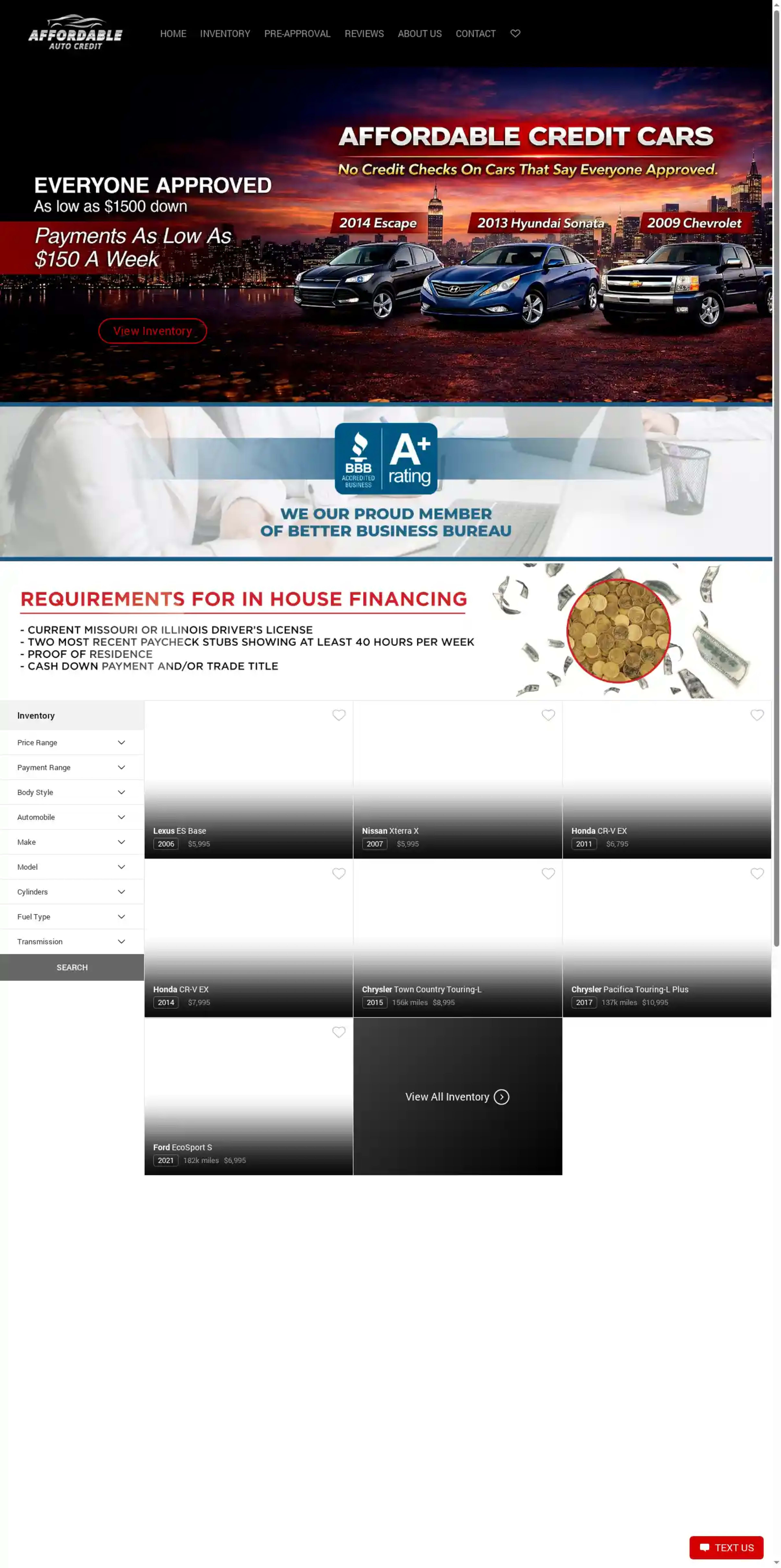 Screenshot of Affordable Auto Credit Inc