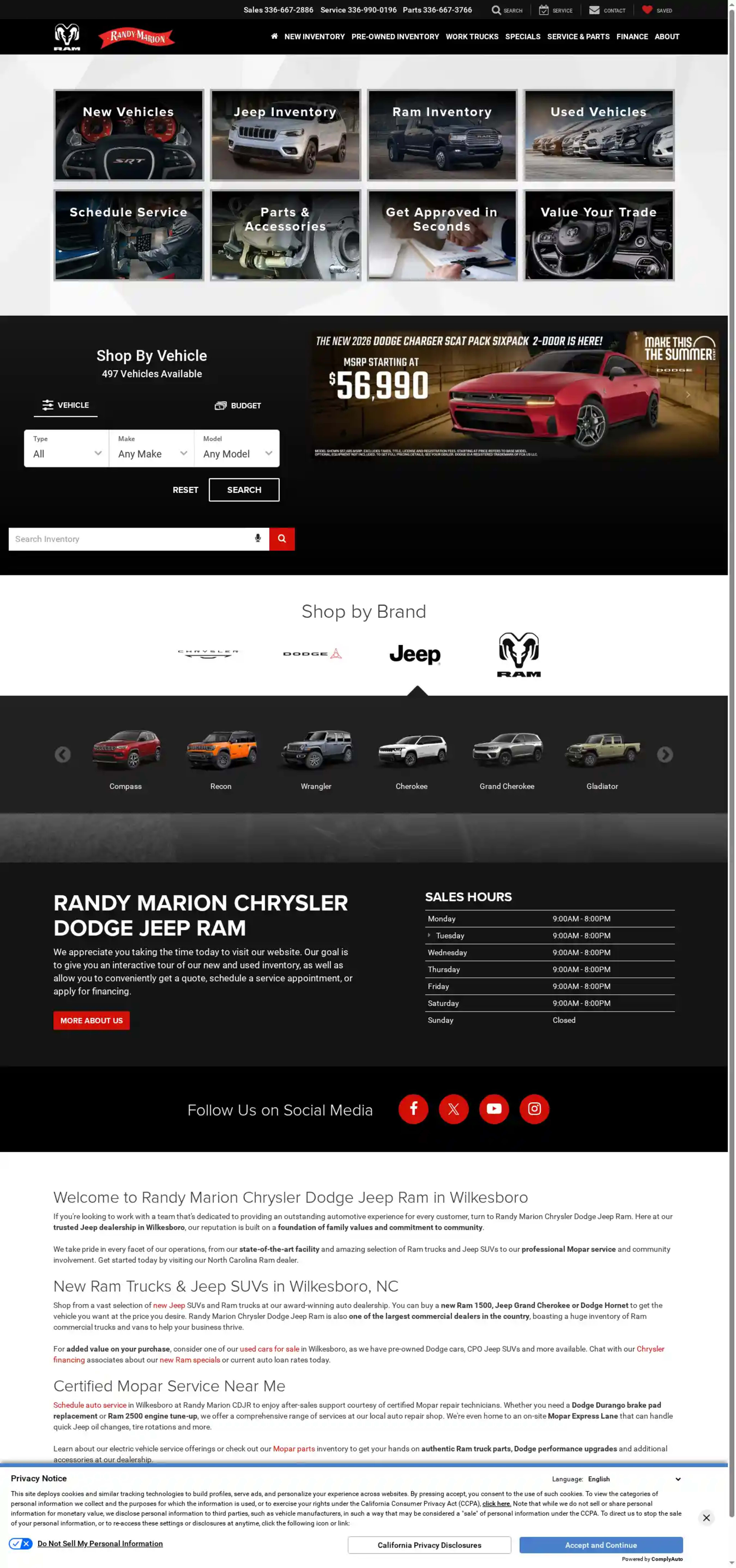 Screenshot of Randy Marion Chrysler Dodge Jeep Ram