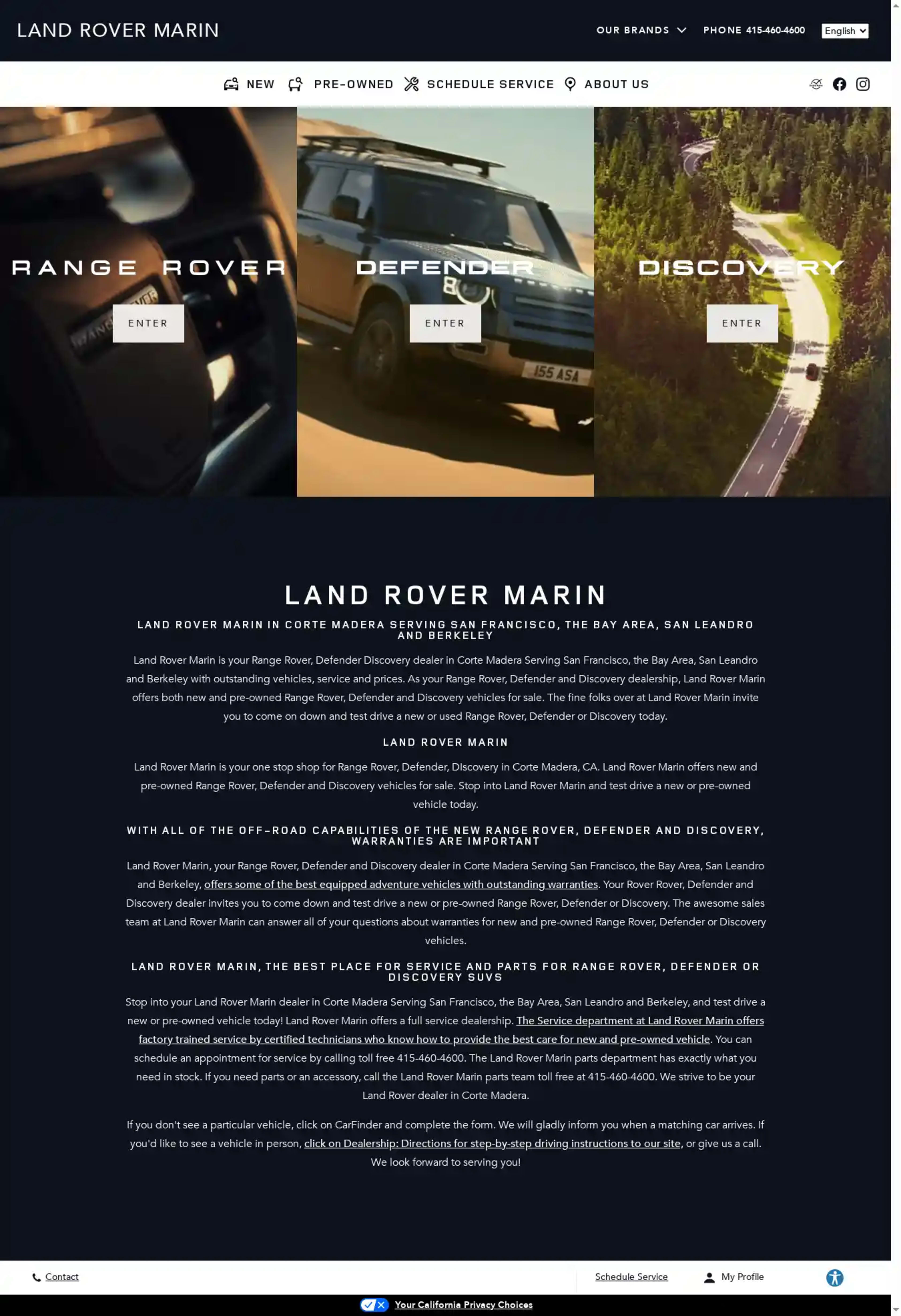 Screenshot of Land Rover Marin