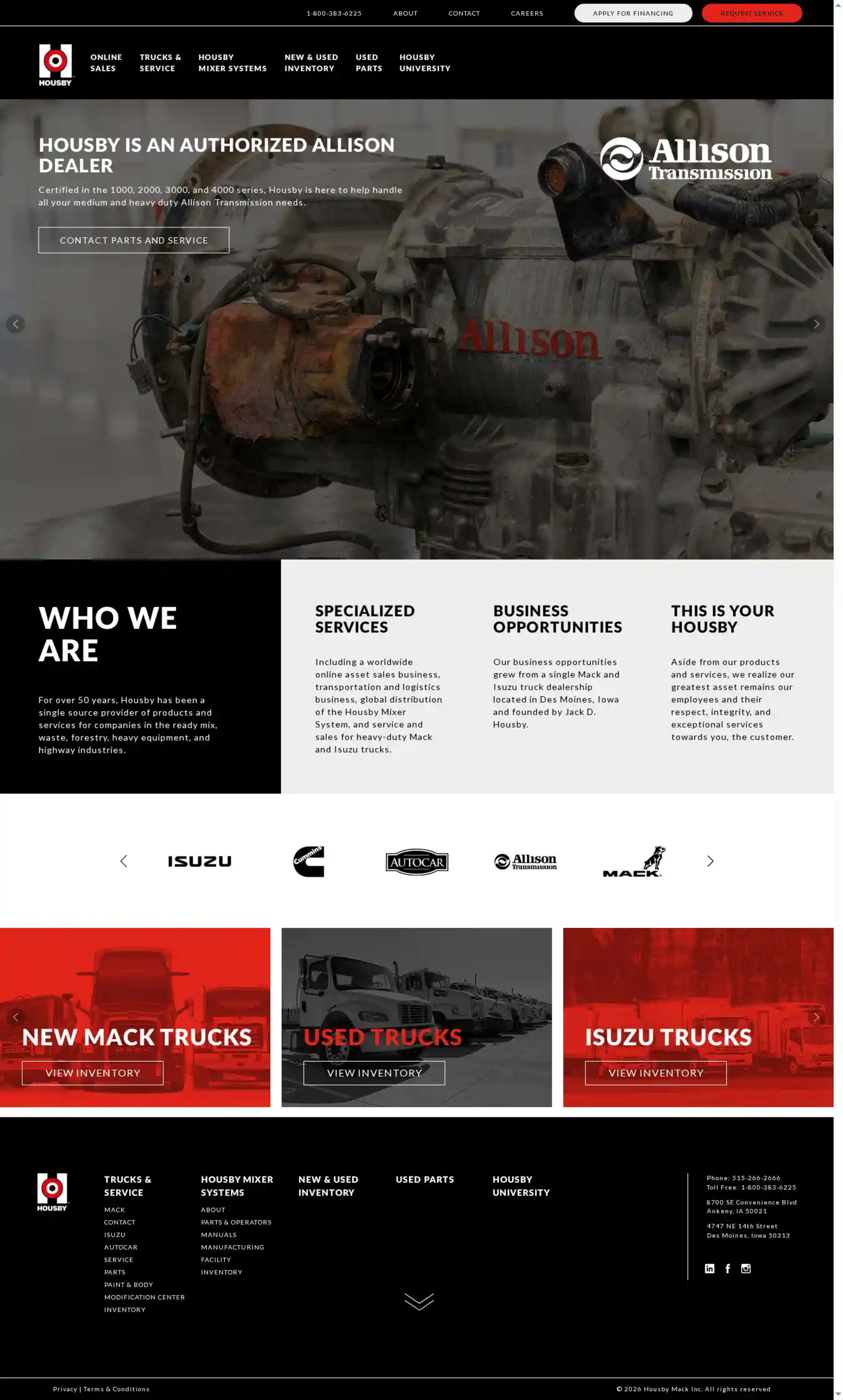 Screenshot of Housby Isuzu Truck