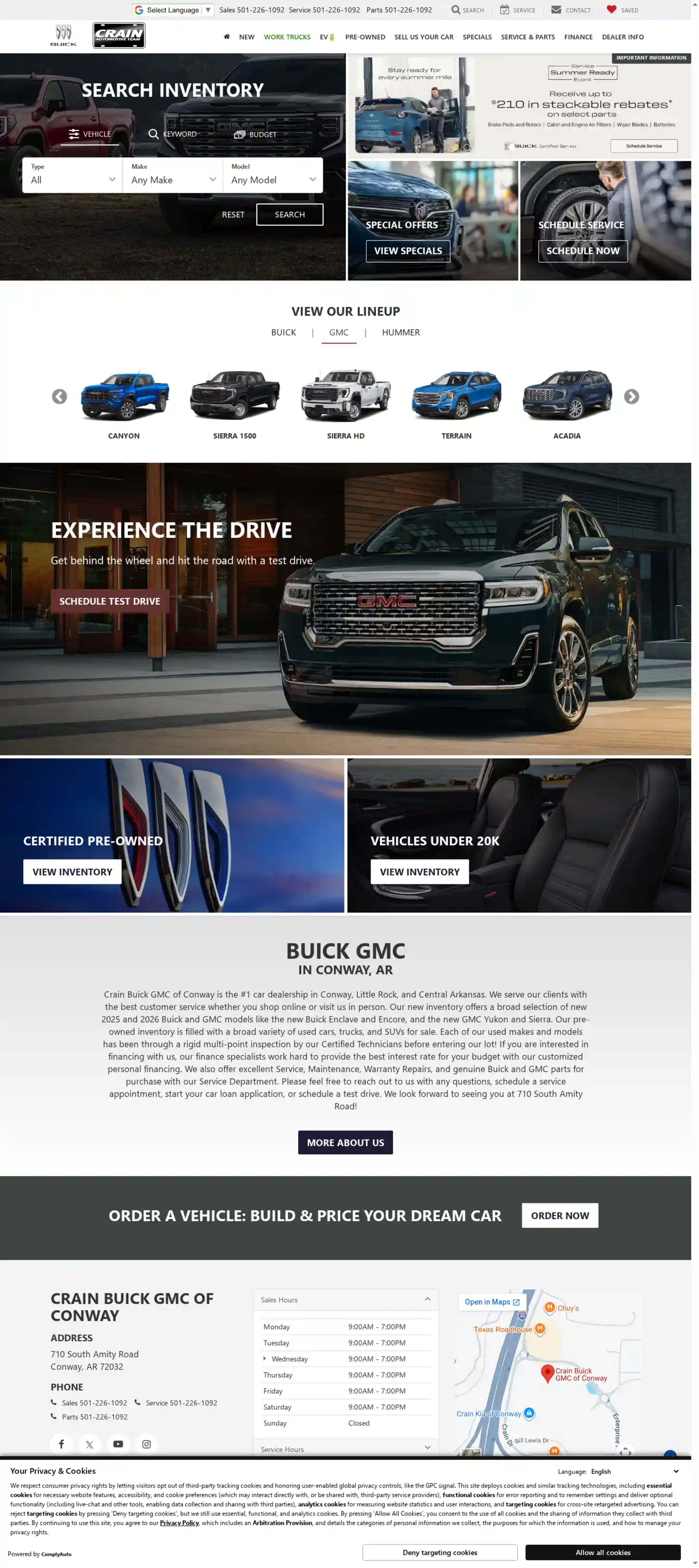 Screenshot of Crain Buick GMC of Conway