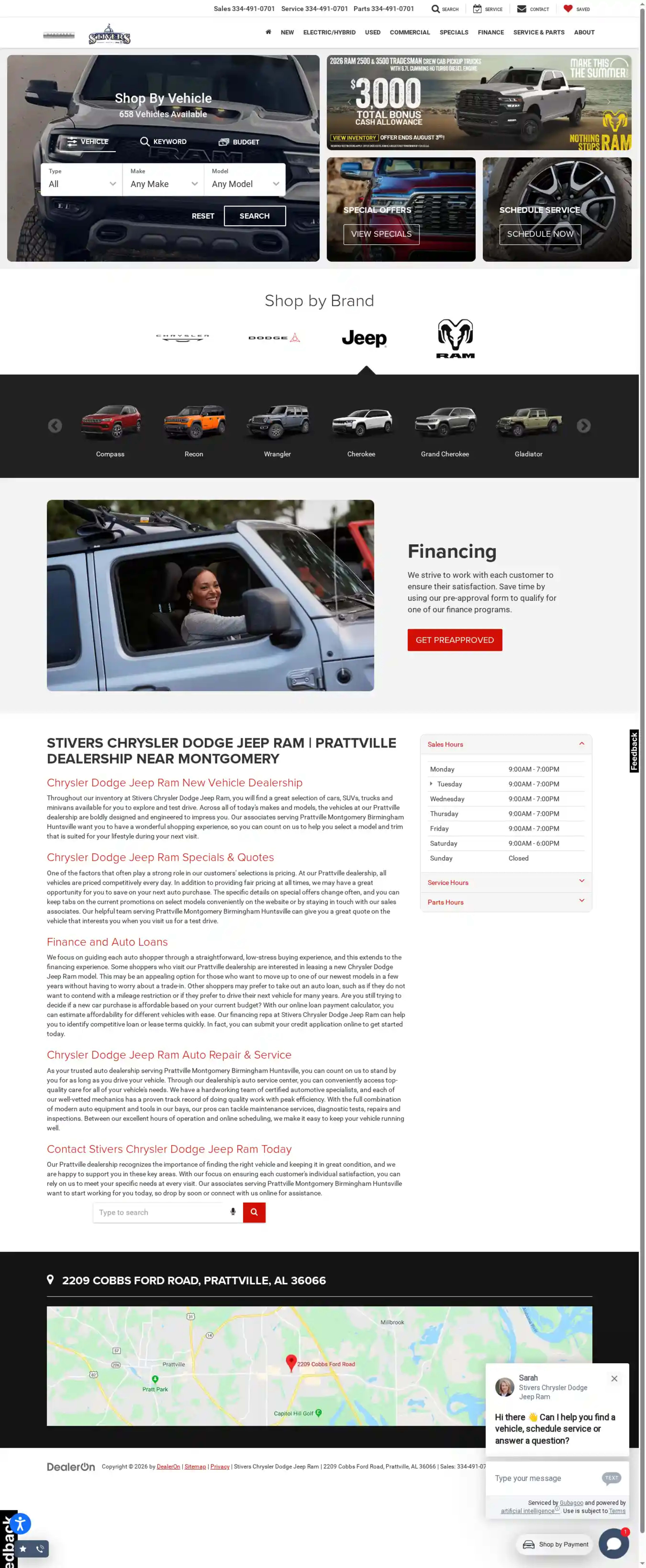 Screenshot of Stivers Chrysler Dodge Jeep Ram