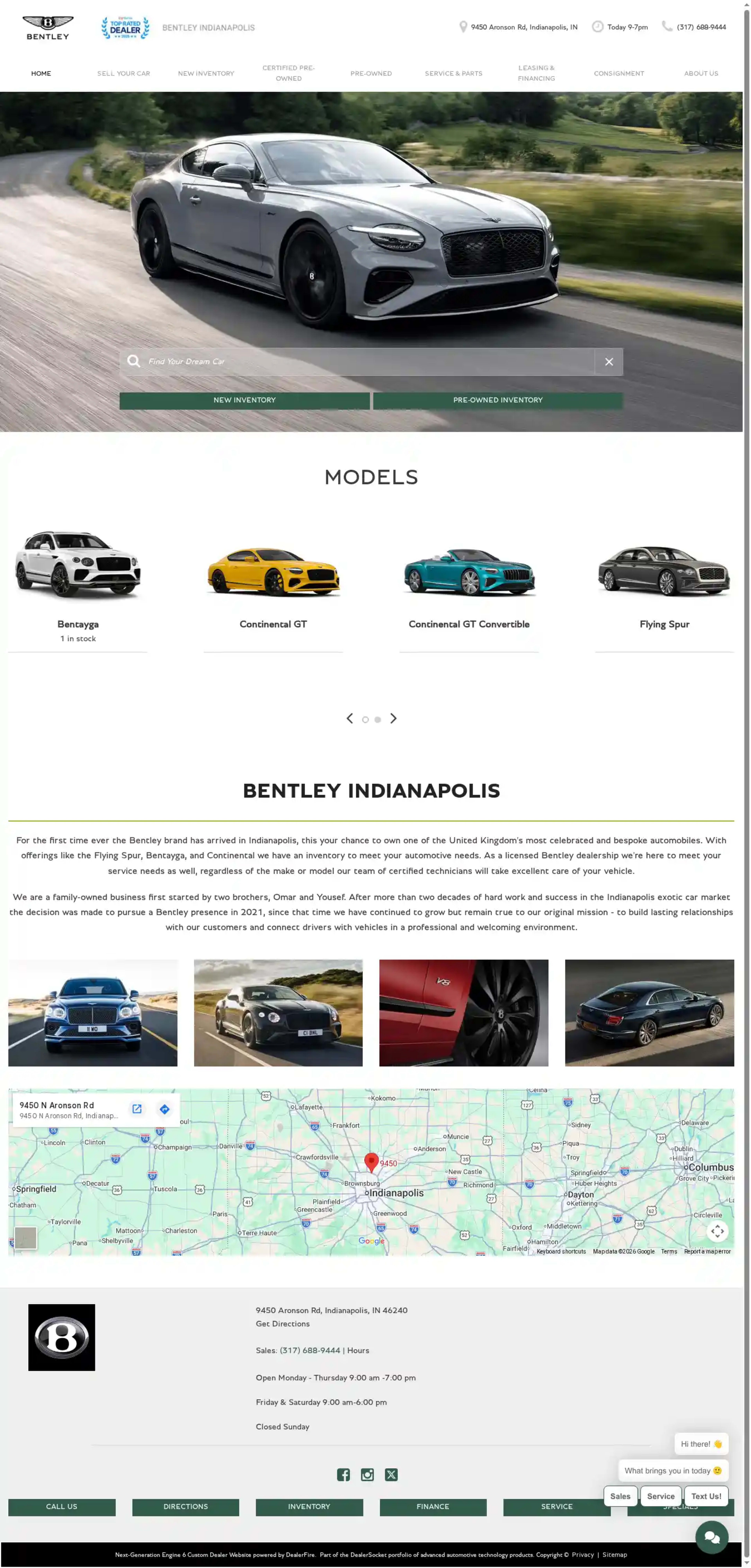 Screenshot of Bentley Indianapolis