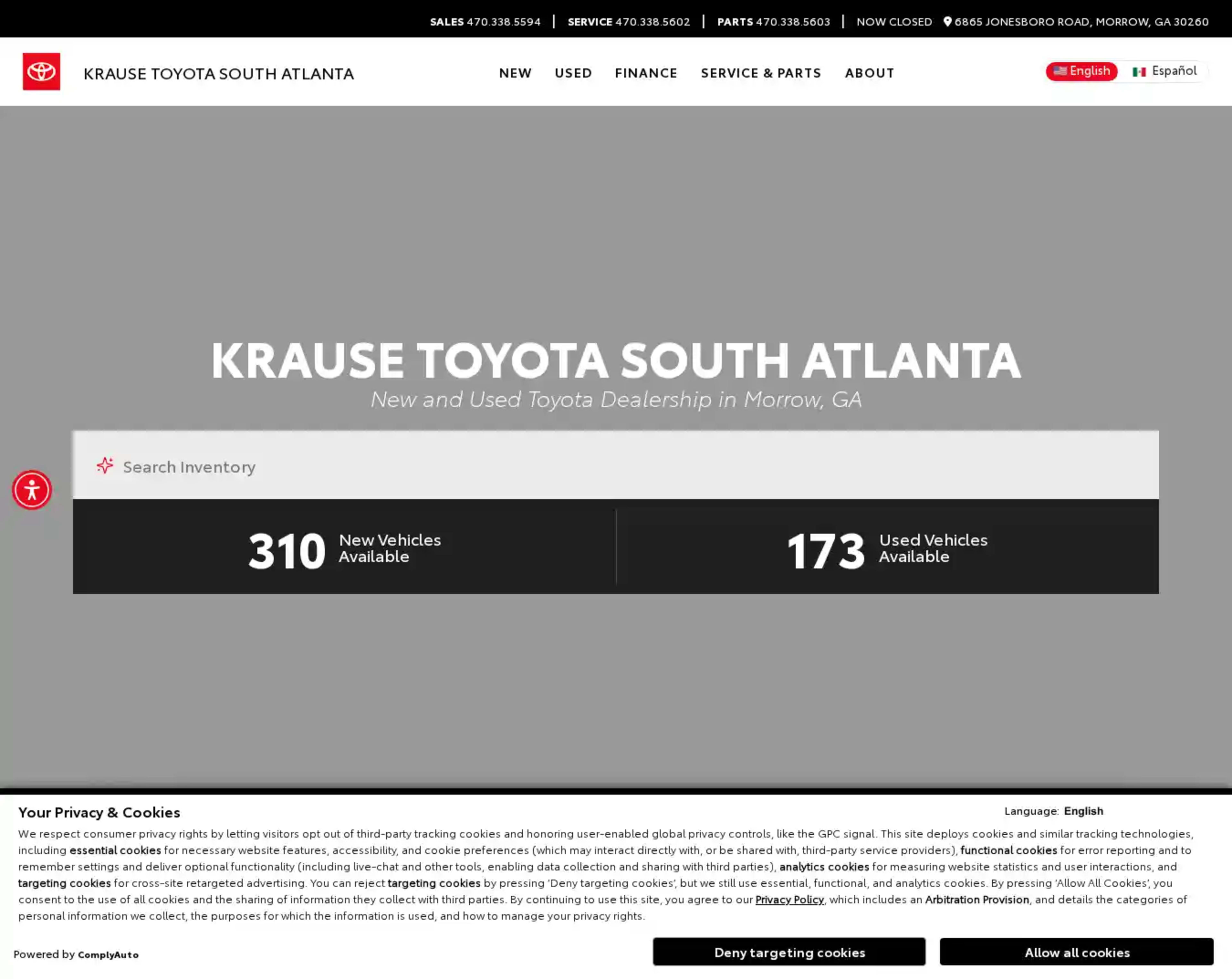 Screenshot of Krause Toyota South Atlanta