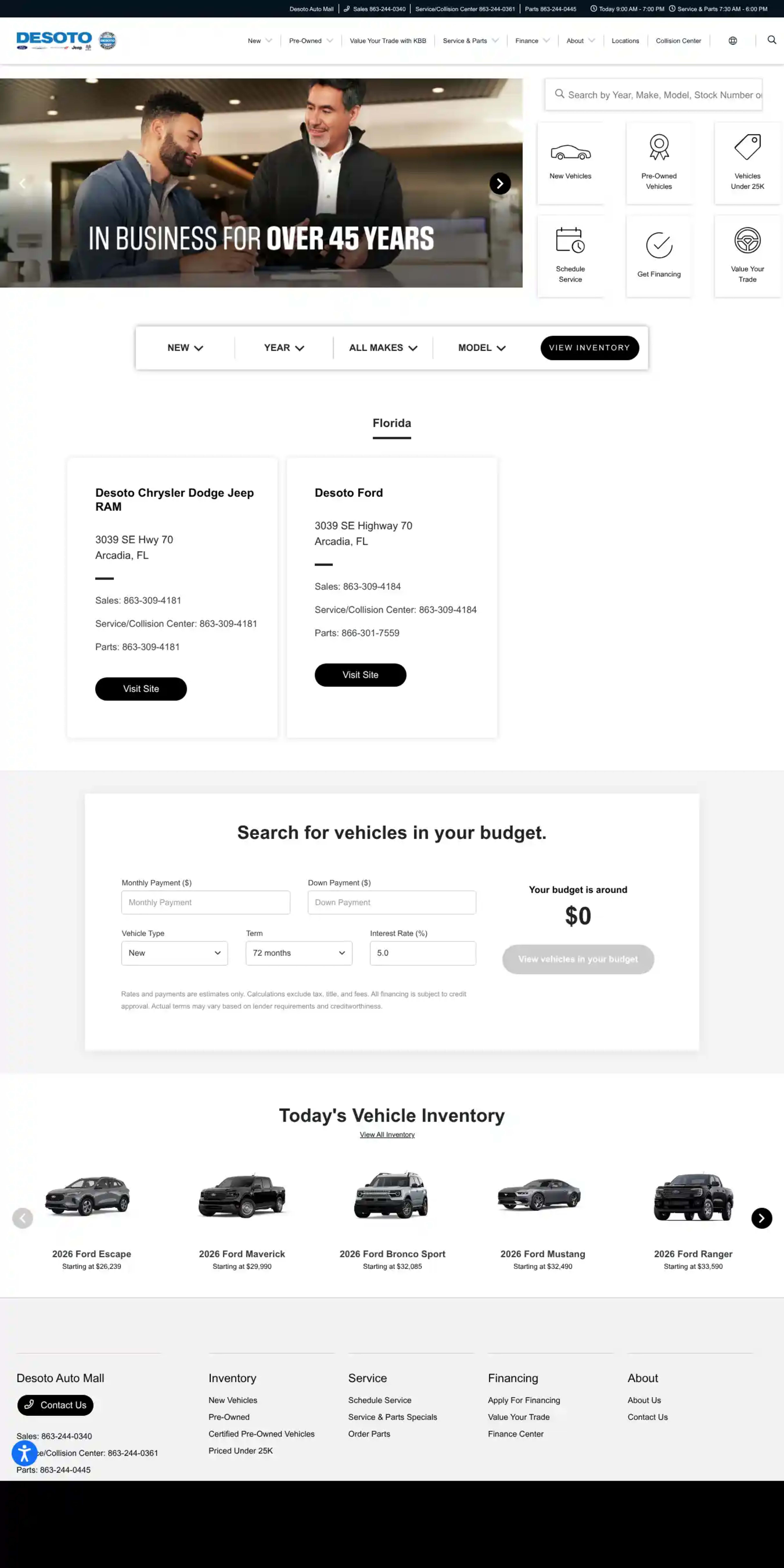 Screenshot of Desoto Auto Mall
