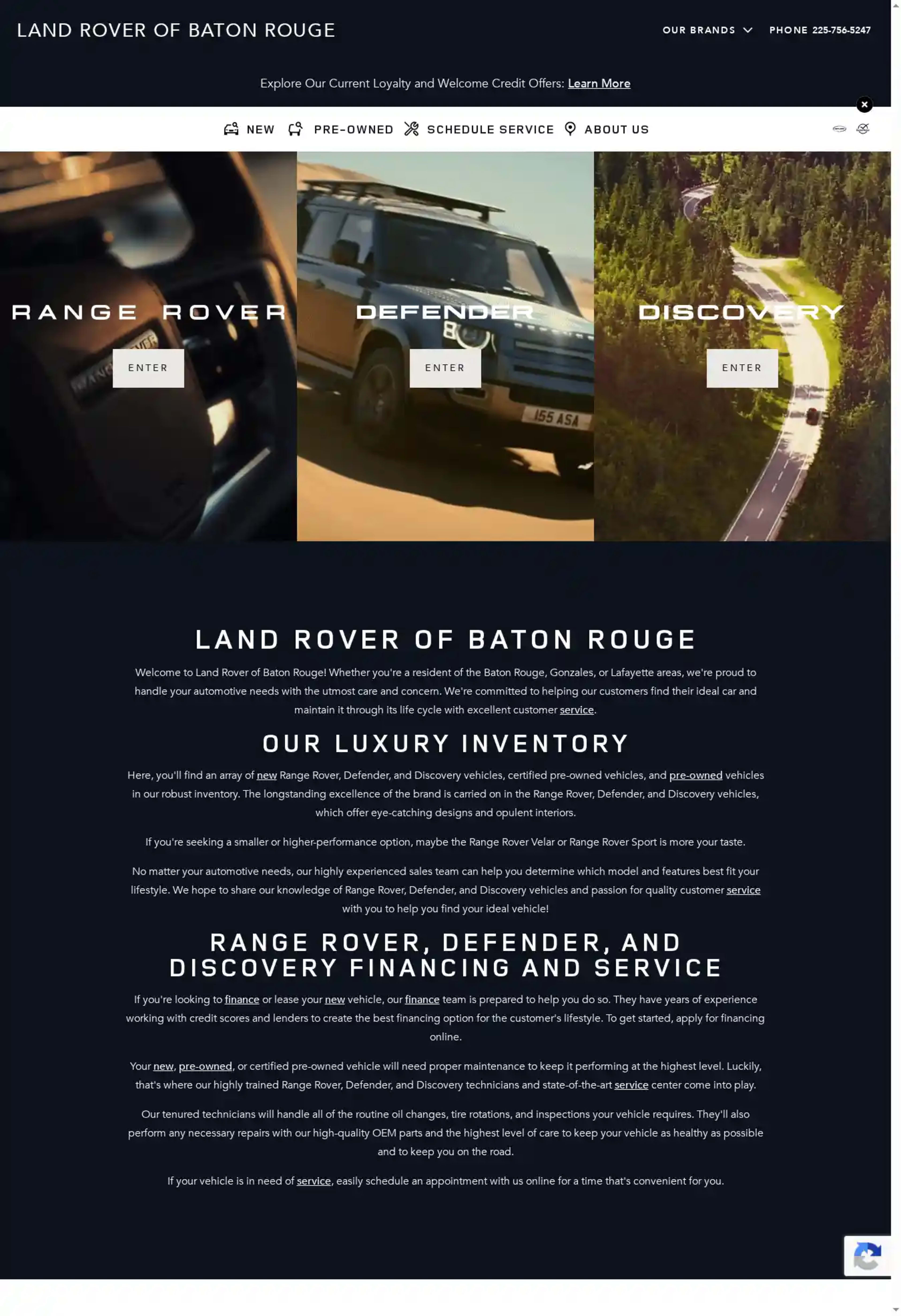 Screenshot of Land Rover of Baton Rouge
