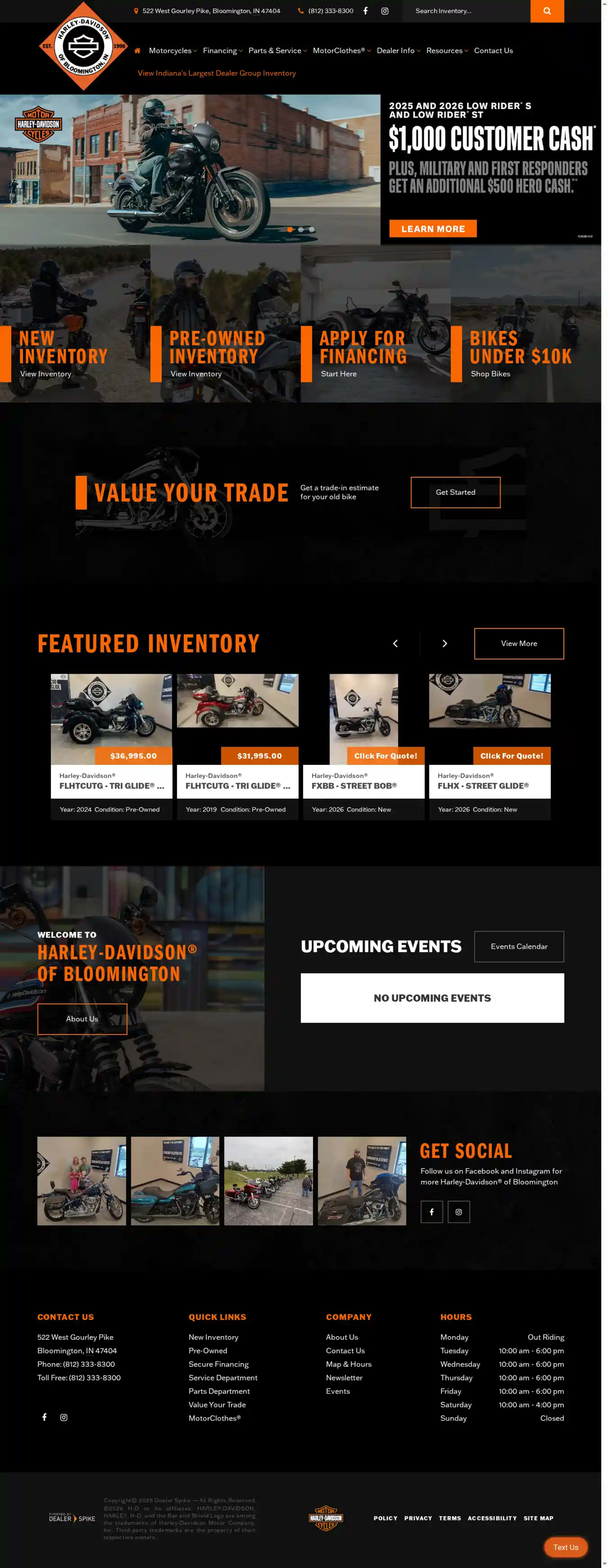 Screenshot of Harley-Davidson of Bloomington
