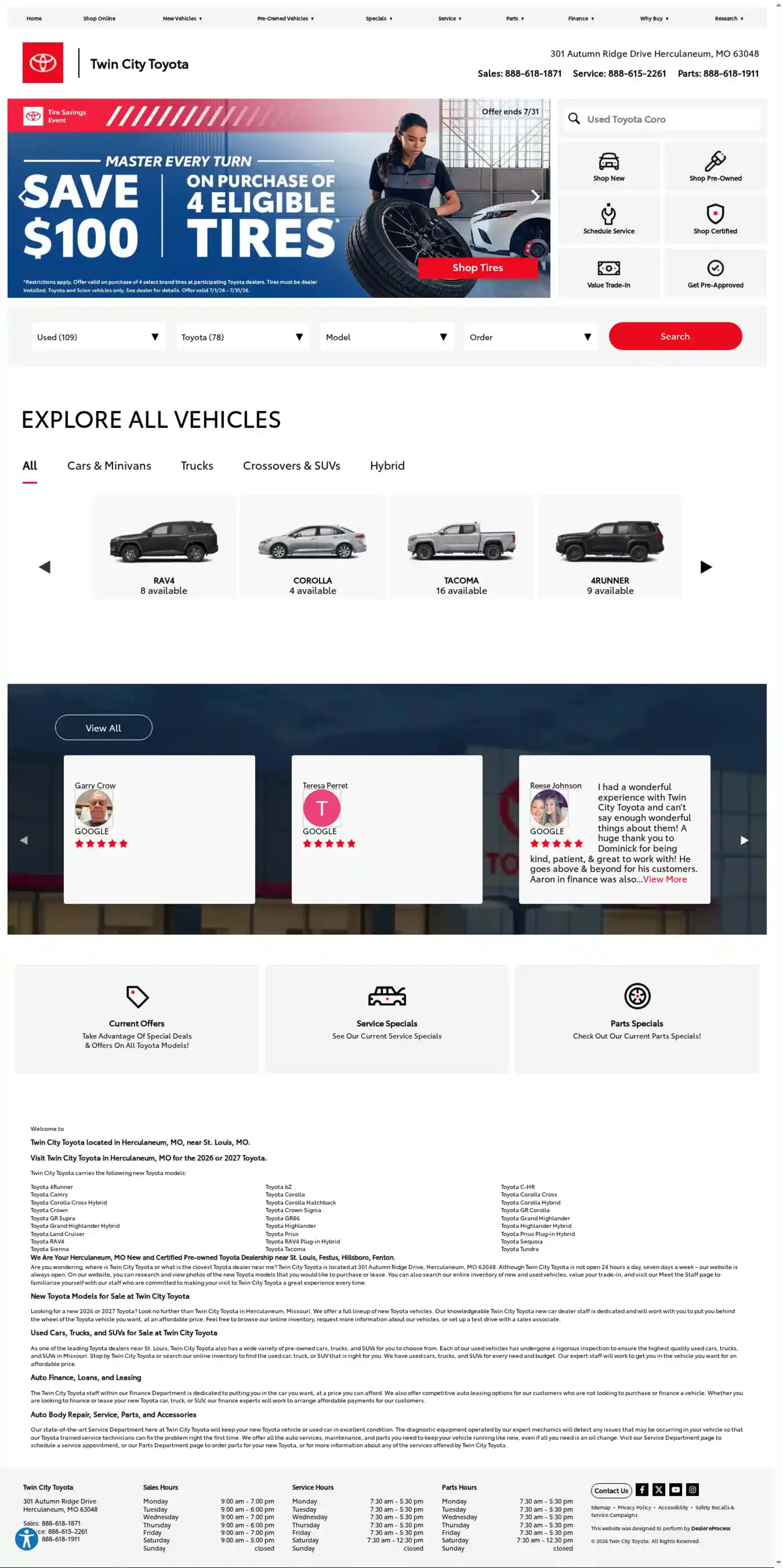 Screenshot of Twin City Toyota