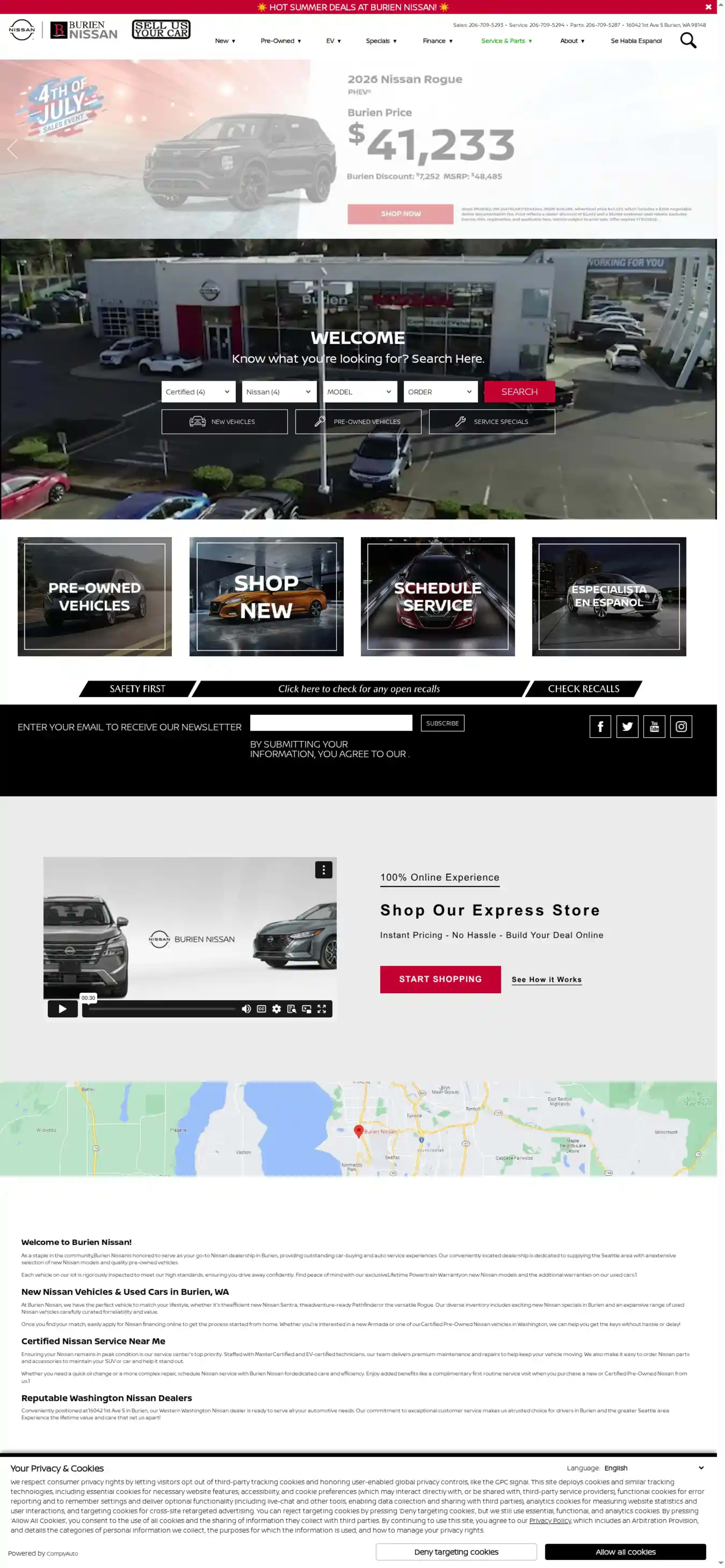 Screenshot of Burien Nissan
