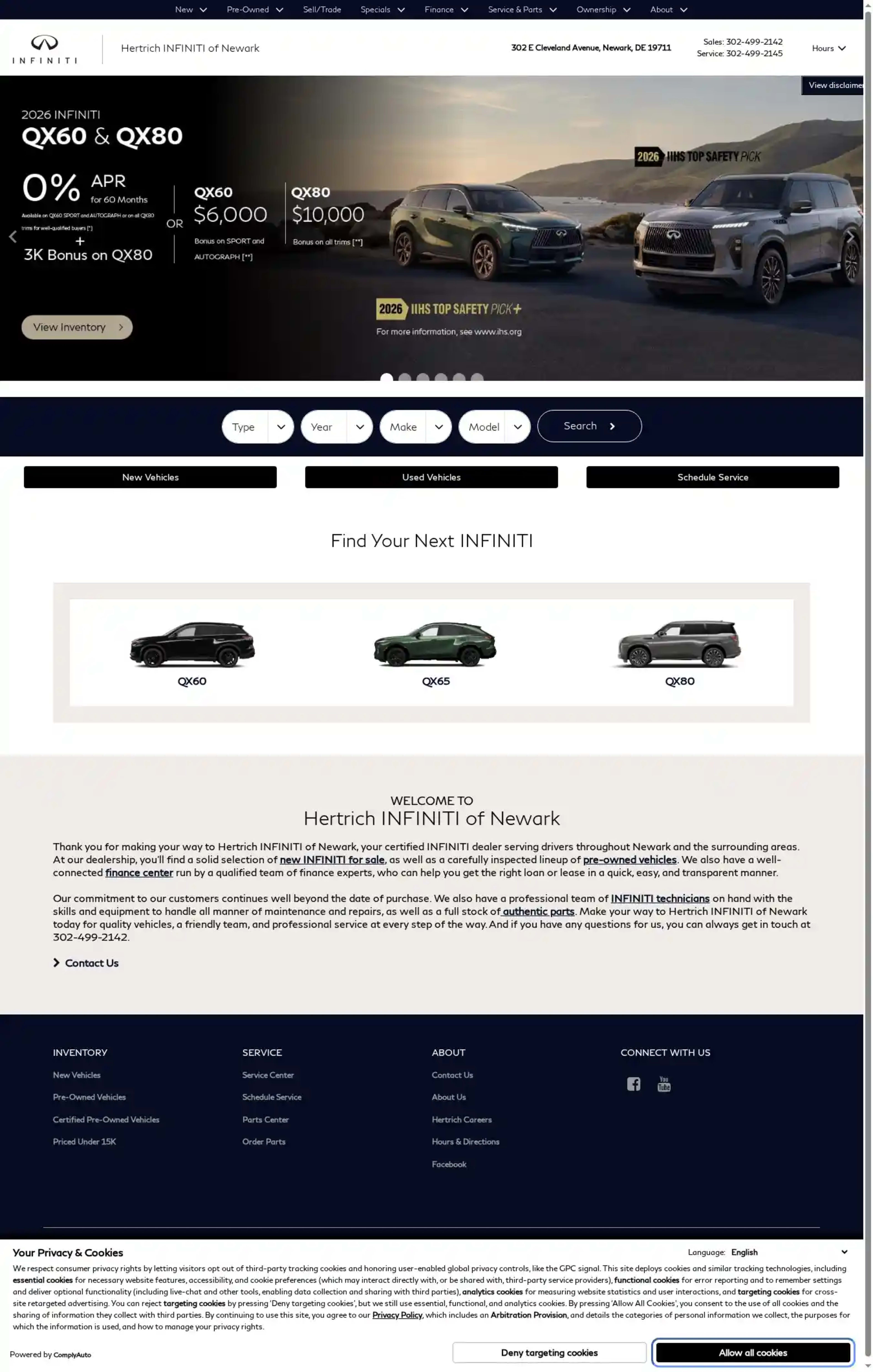 Screenshot of Hertrich INFINITI of Newark