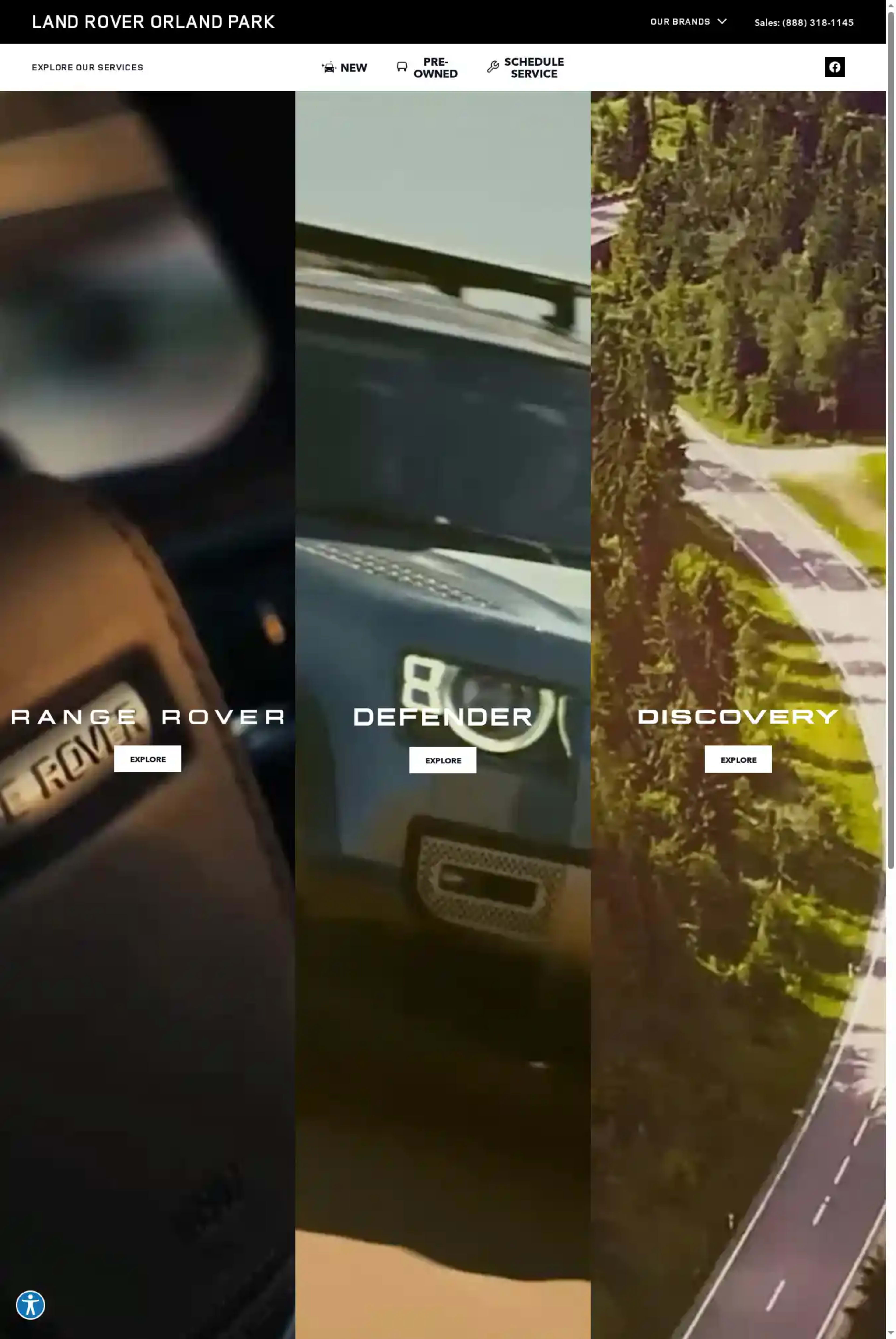 Screenshot of Land Rover Orland Park