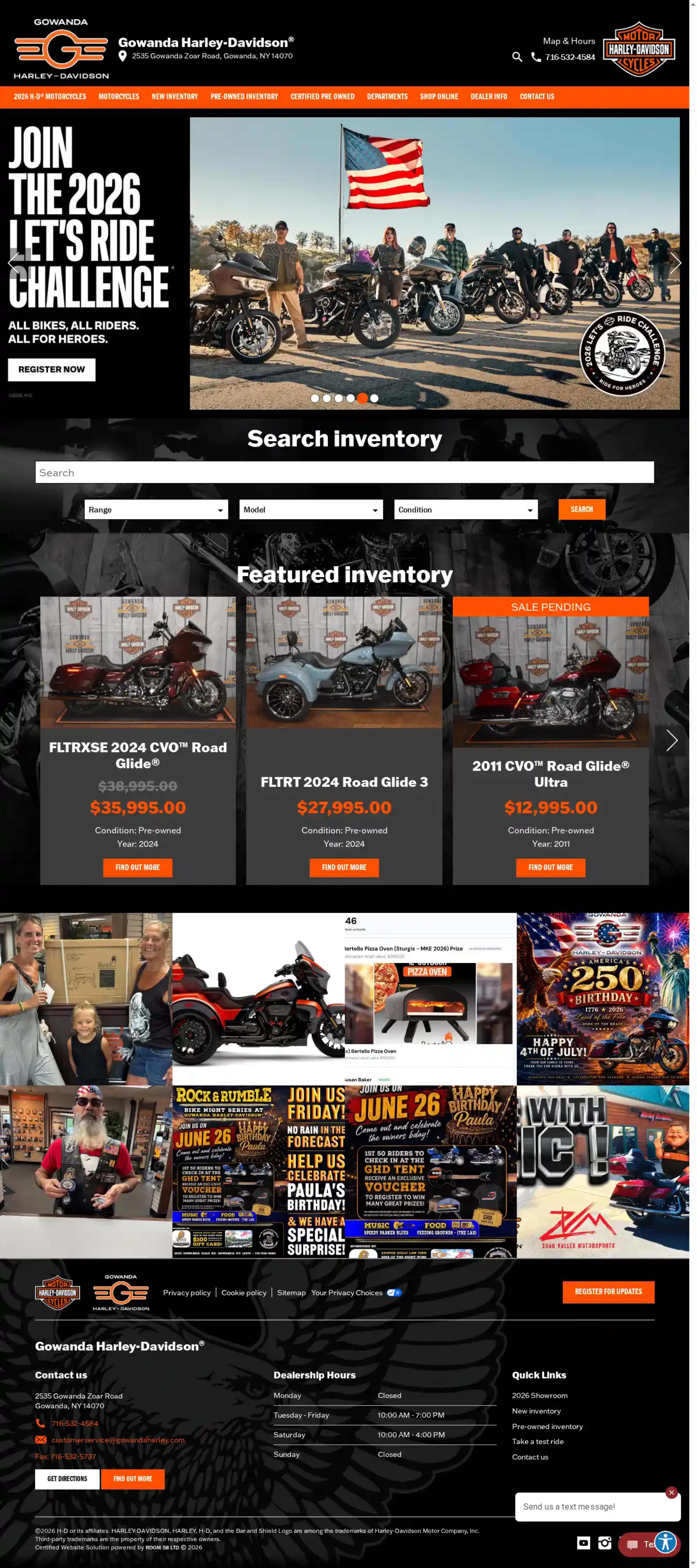 Screenshot of Gowanda Harley-Davidson