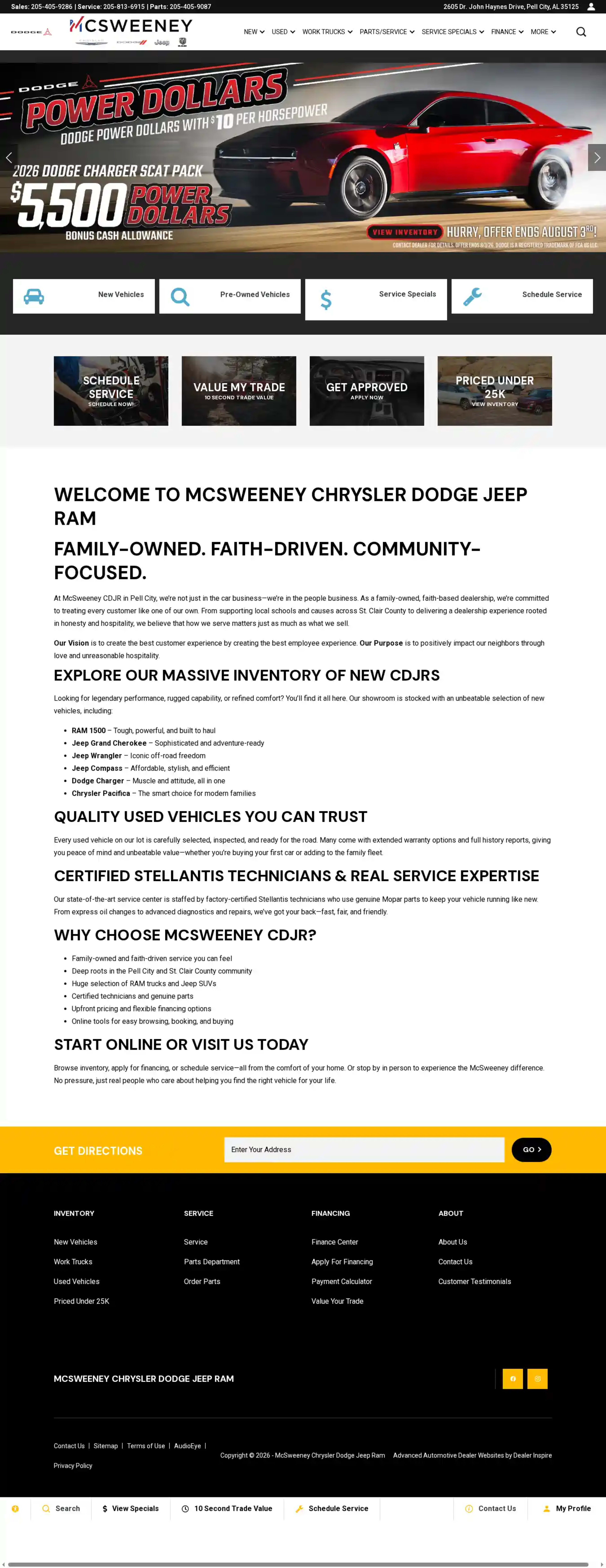 Screenshot of McSweeney Chrysler Dodge Jeep Ram