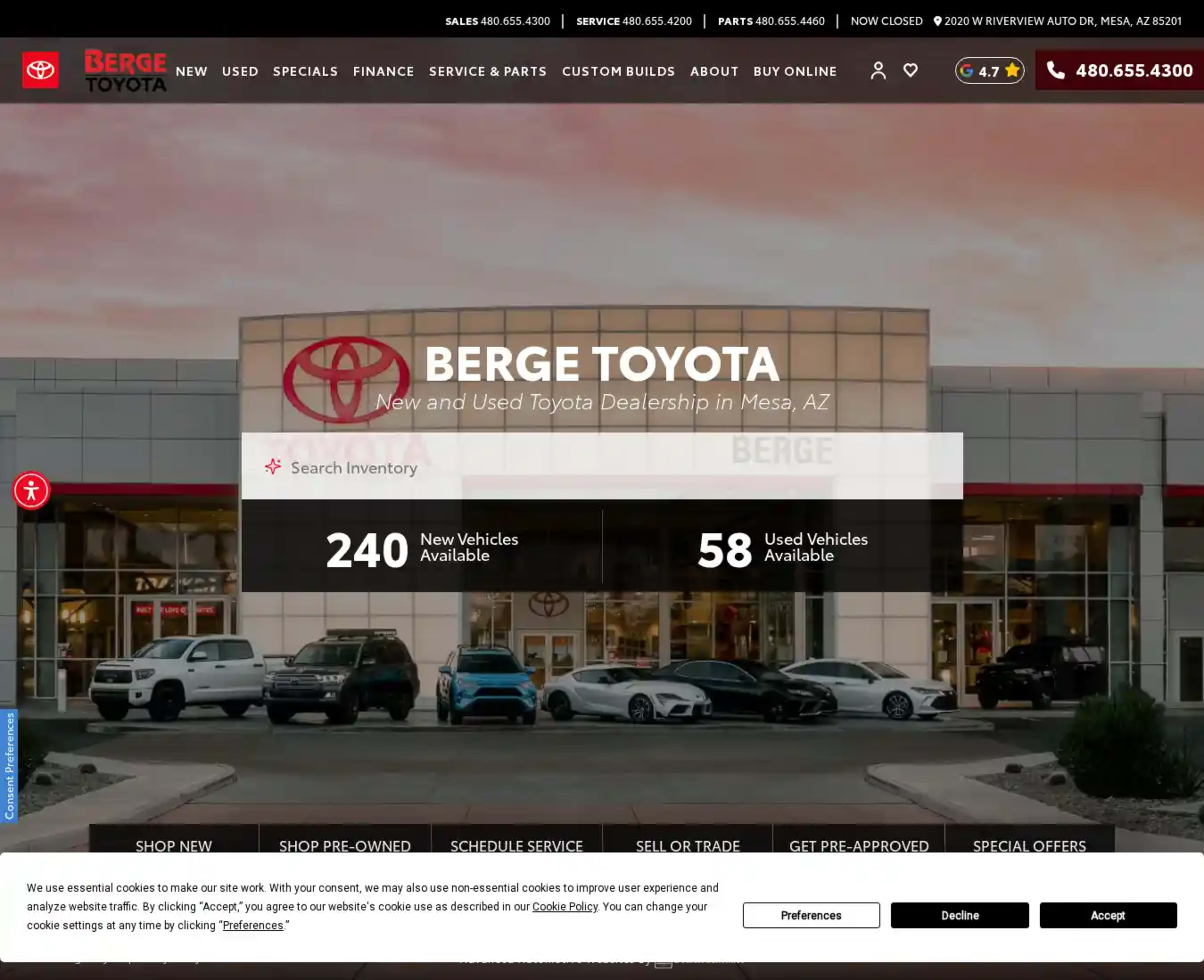 Screenshot of Berge Toyota