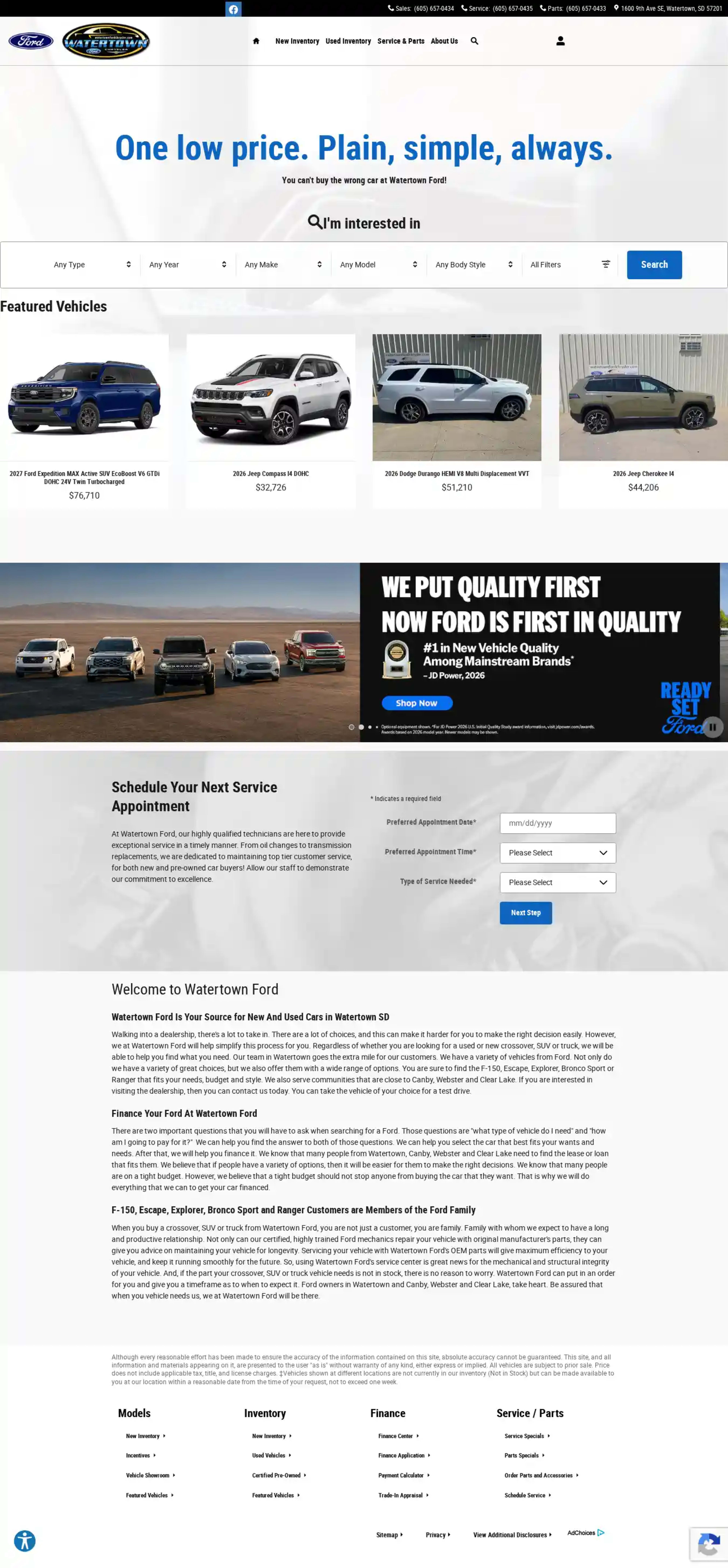 Screenshot of Watertown Ford