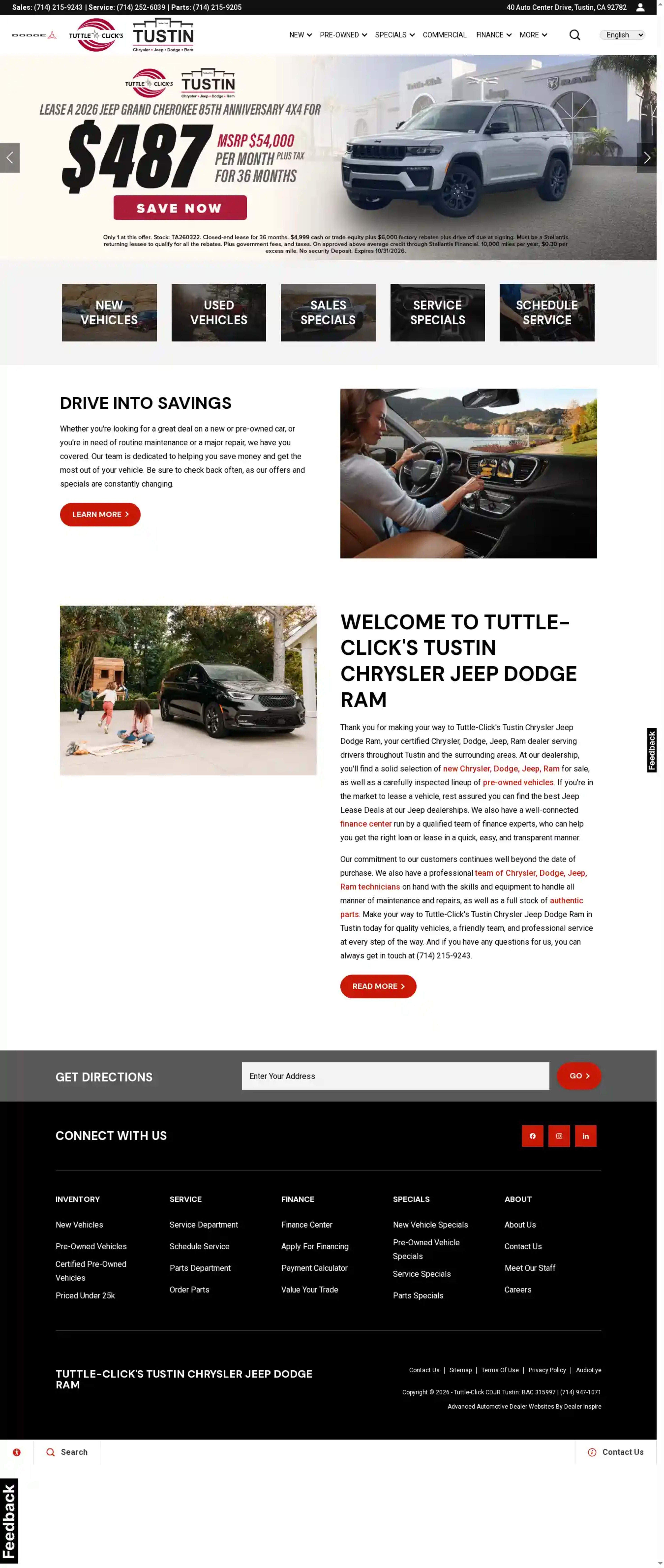 Screenshot of Tuttle-Click's Tustin Chrysler Jeep Dodge Ram